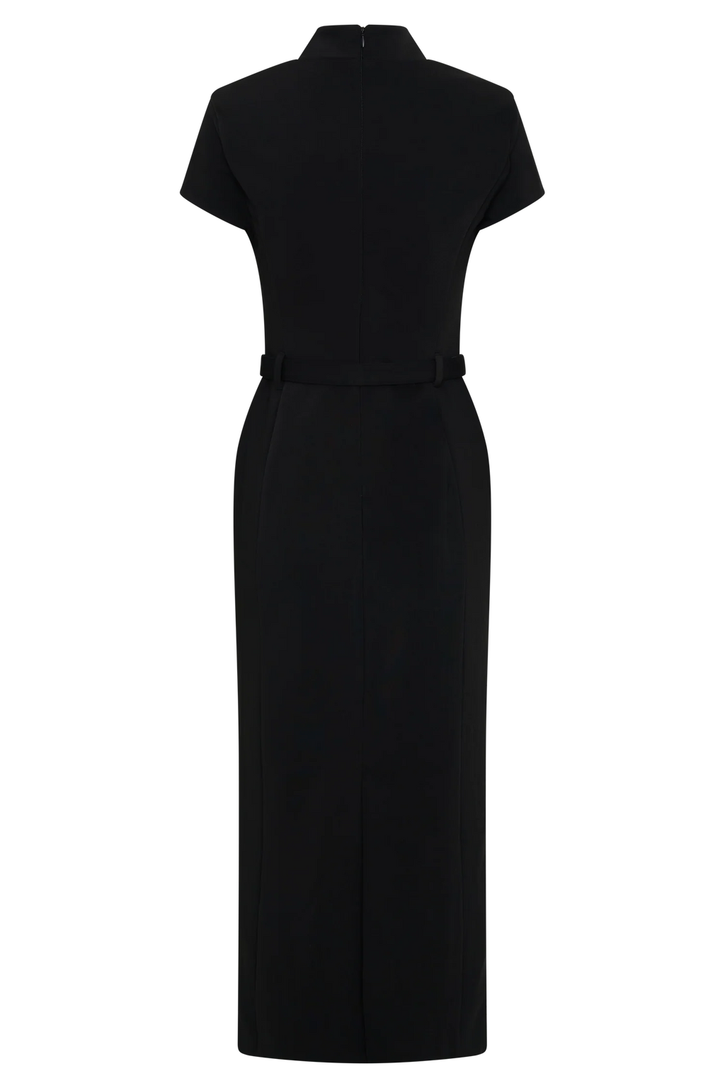 Arwyn Short Sleeve Crepe Midi Dress - Black
