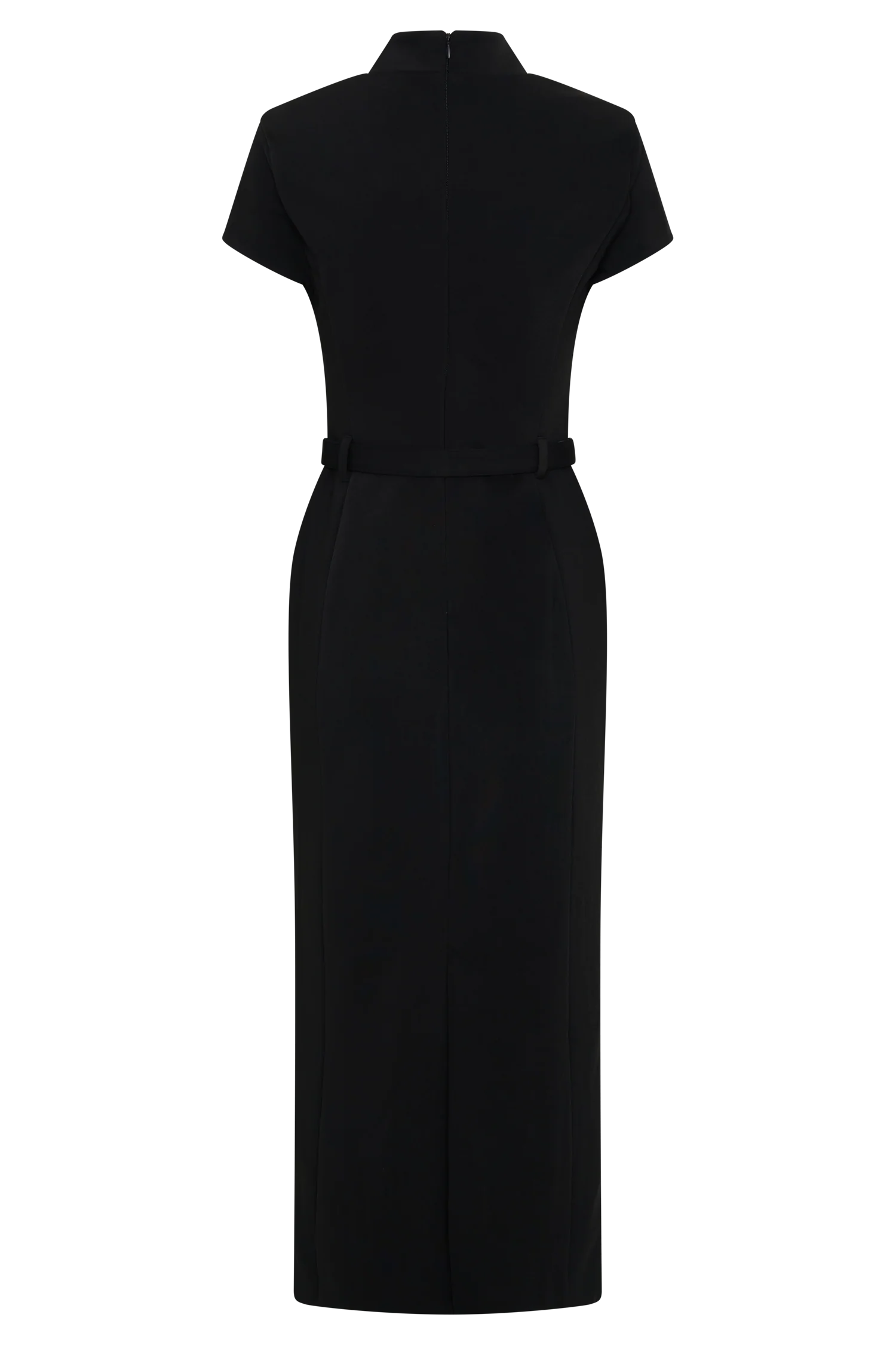 Arwyn Short Sleeve Crepe Midi Dress - Black