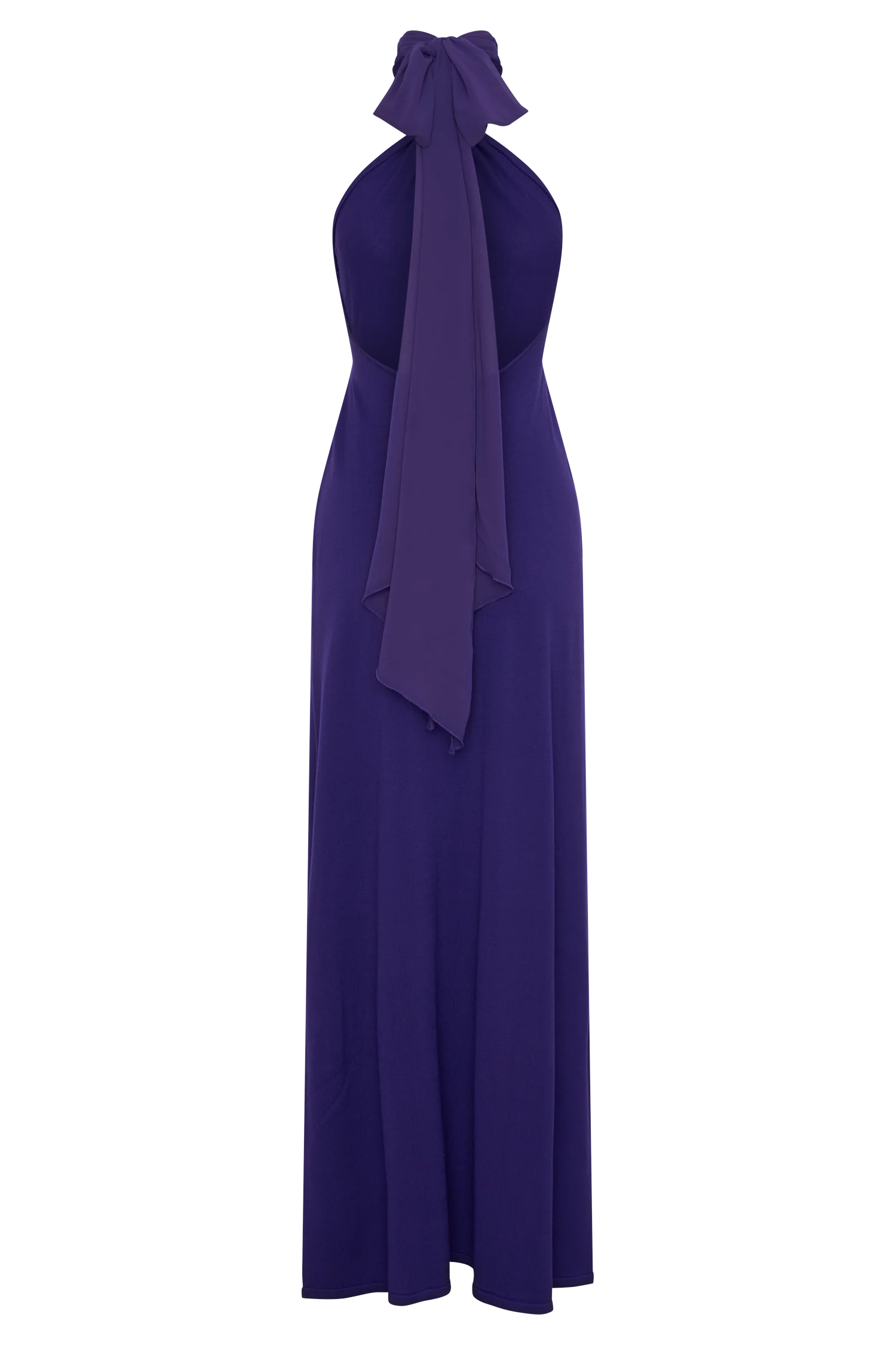 Ozias Halter Semi Sheer Knit Maxi Dress - Deep Purple