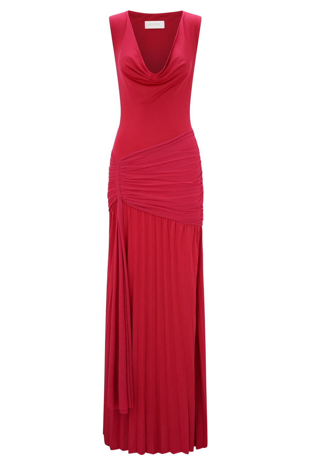 Dania Cowl Neck Slinky Maxi Dress - Fuchsia Pink