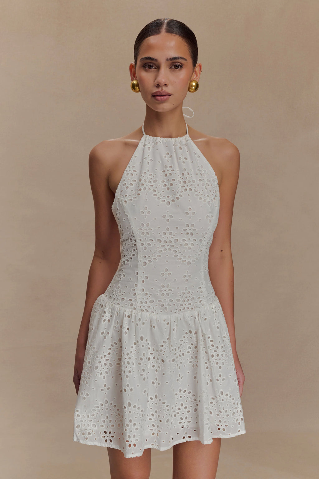 Carlina Broderie Mini Dress - White