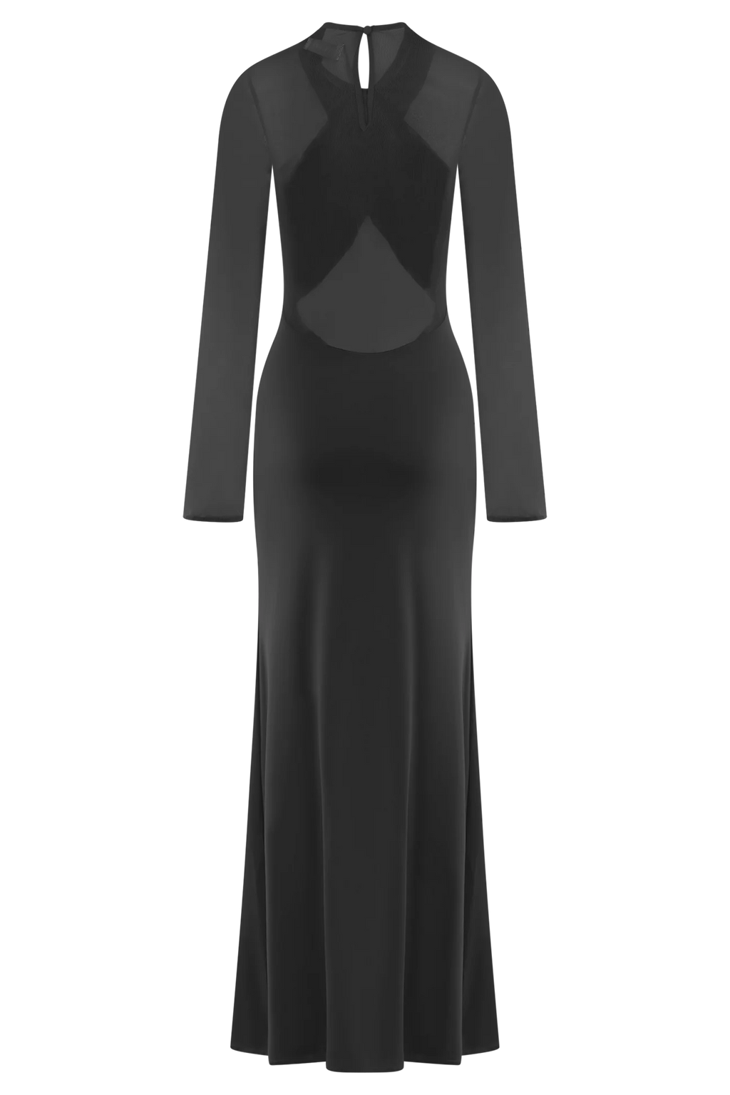 Tania Slinky And Mesh Long Sleeve Maxi Dress - Black