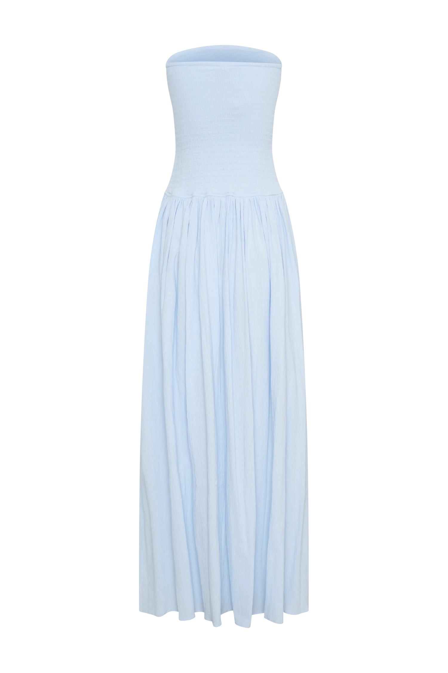 Maureen Cotton Shirring Maxi Dress - Powder Blue