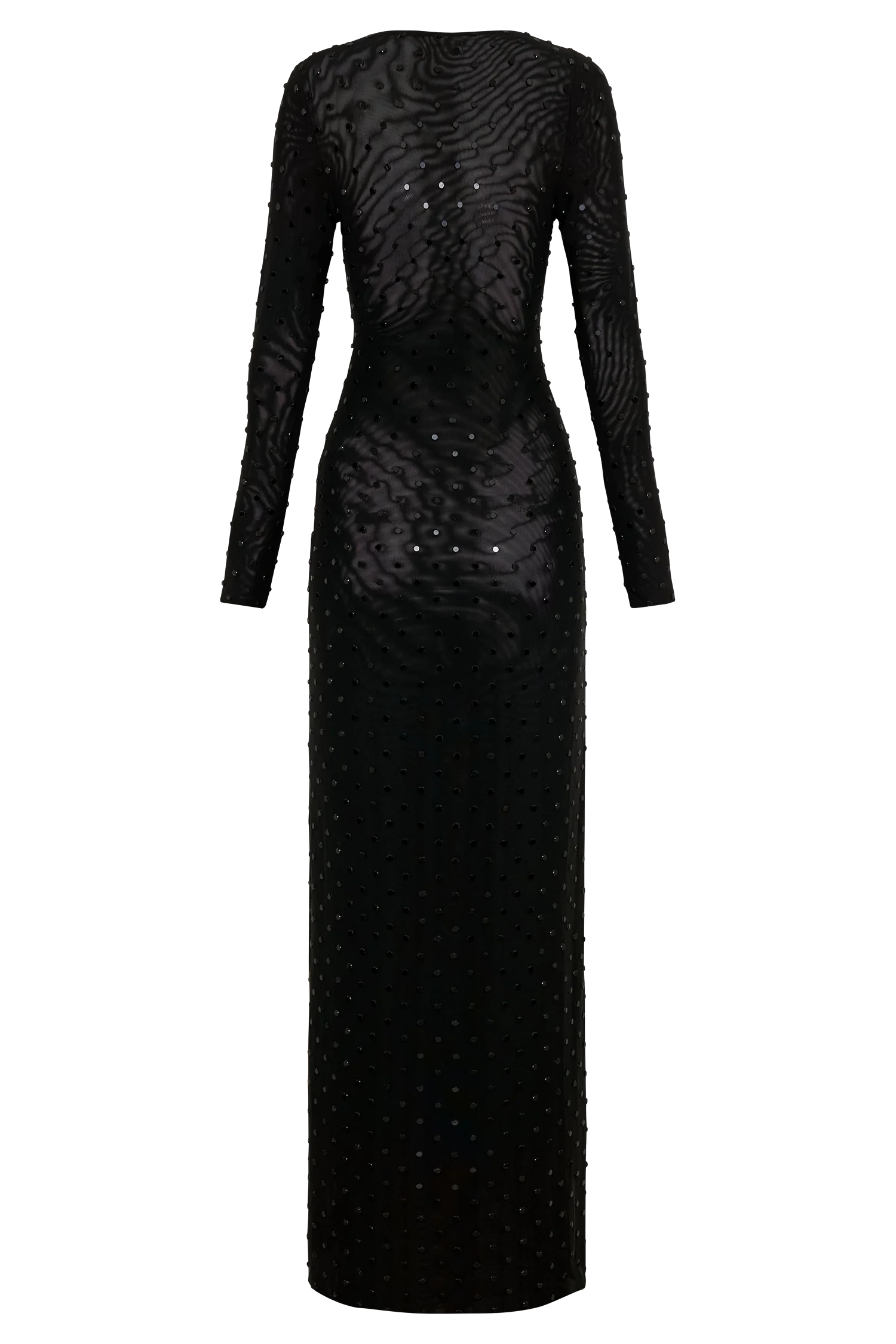 Acadia Diamante Long Sleeve Maxi Dress - Black