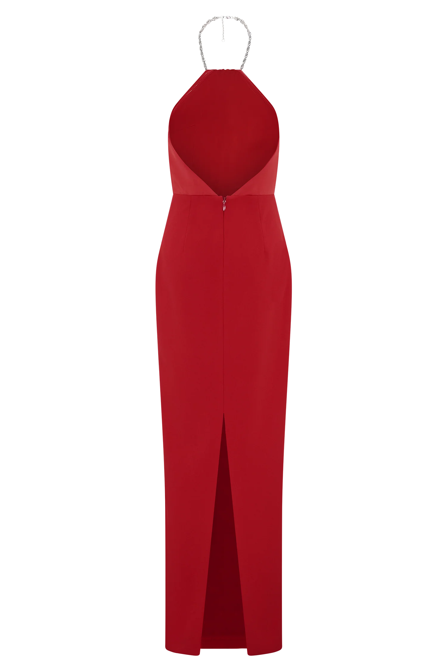 Elina Satin Necklace Maxi Dress - Red