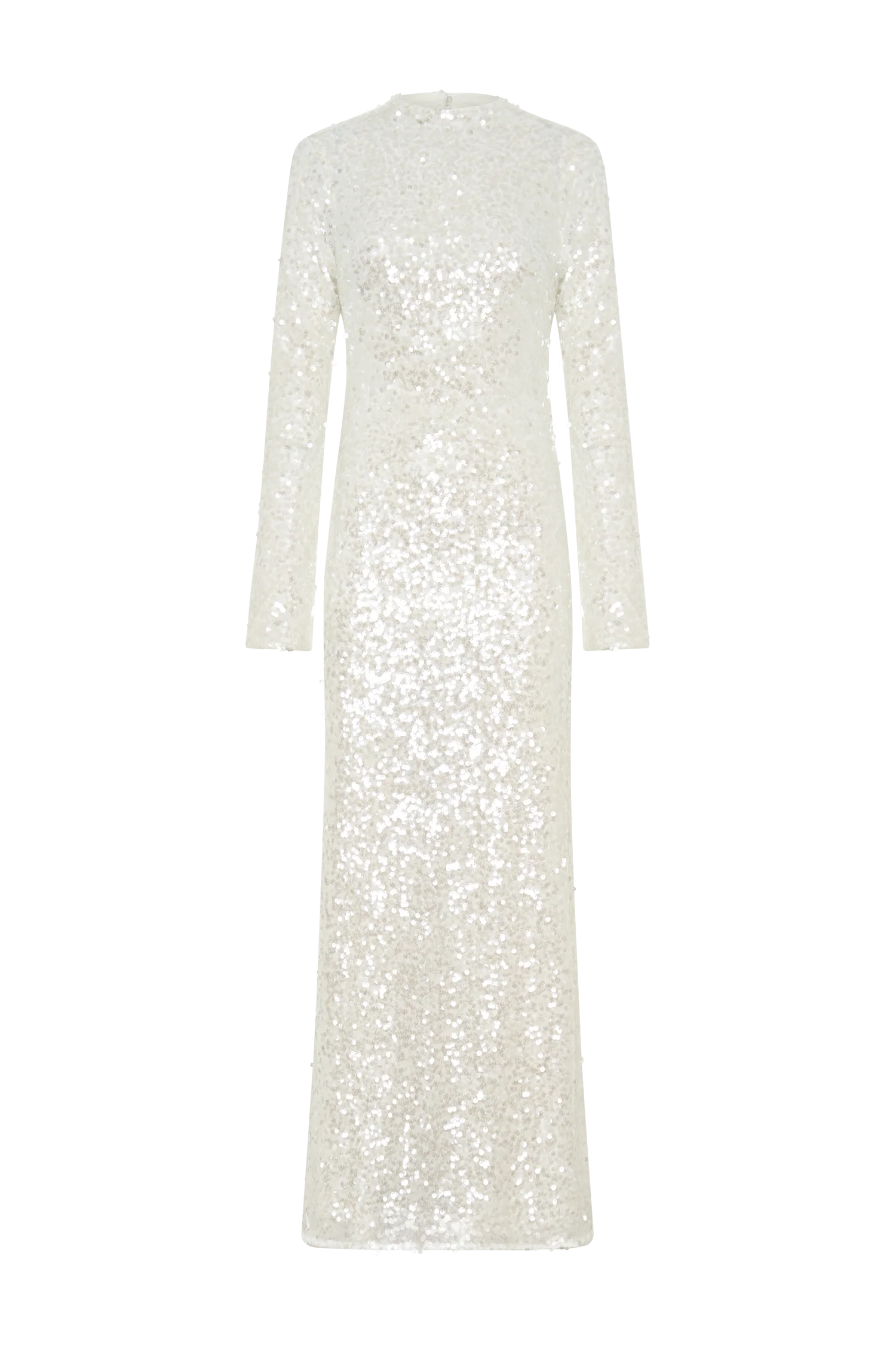 Sofia Long Sleeve Sequin Maxi Dress - White
