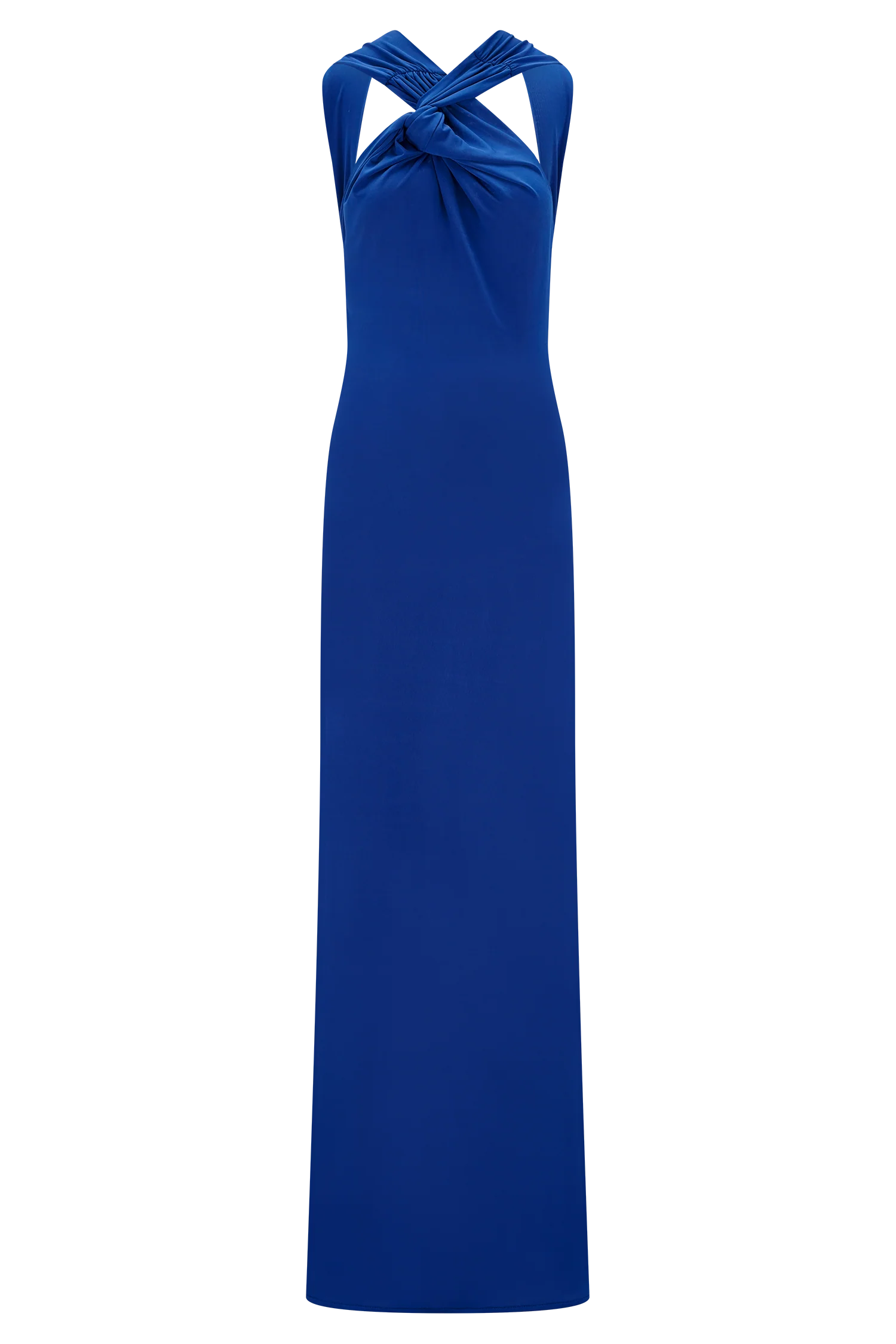 Marlee Asymmetrical Slinky Maxi Dress - Cobalt