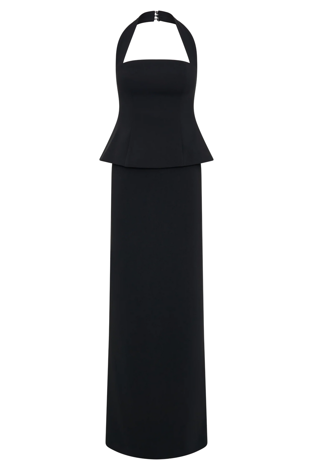 Bertie Peplum Halter Maxi Dress - Black
