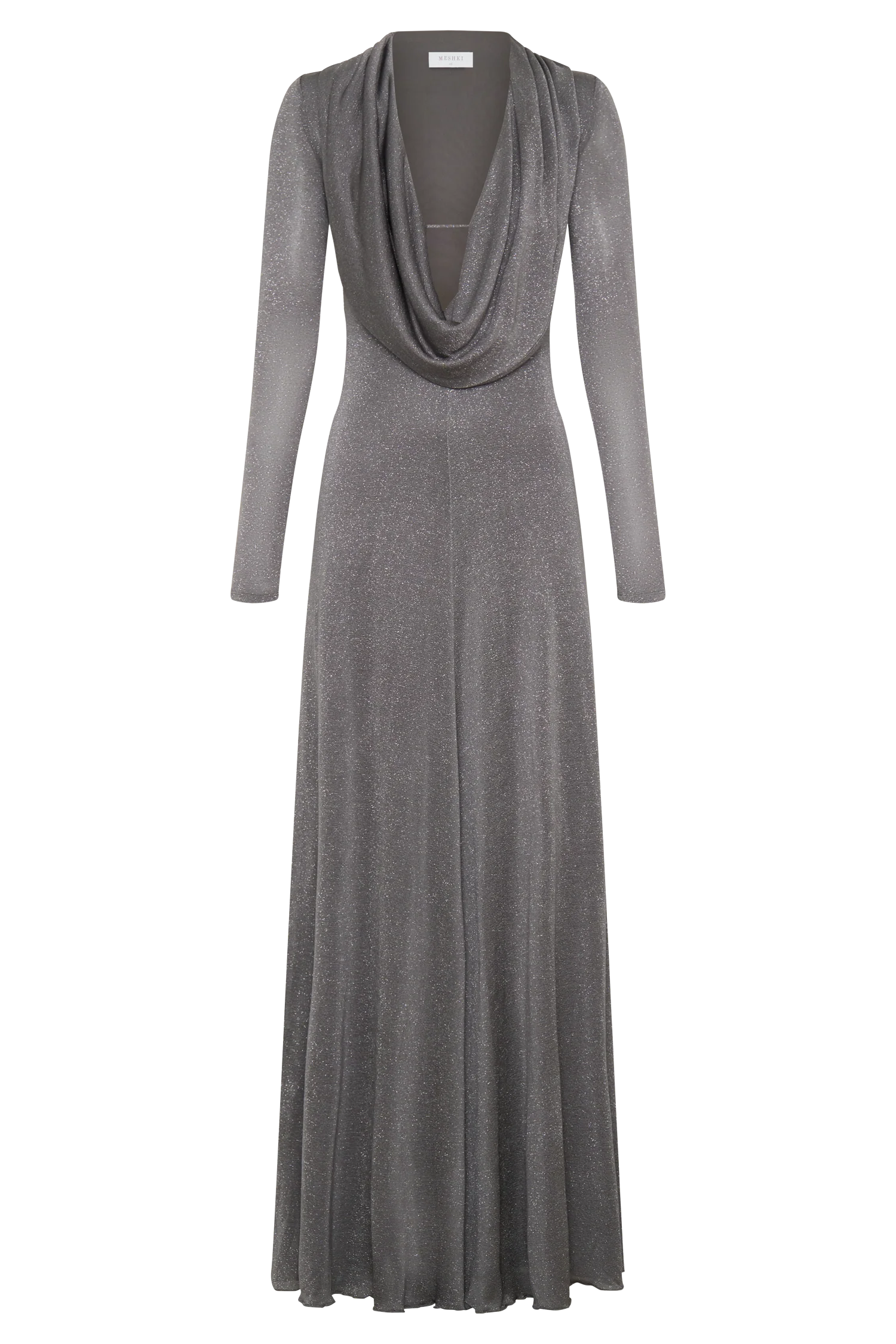 Scarlet Lurex Cowl Maxi Dress - Silver