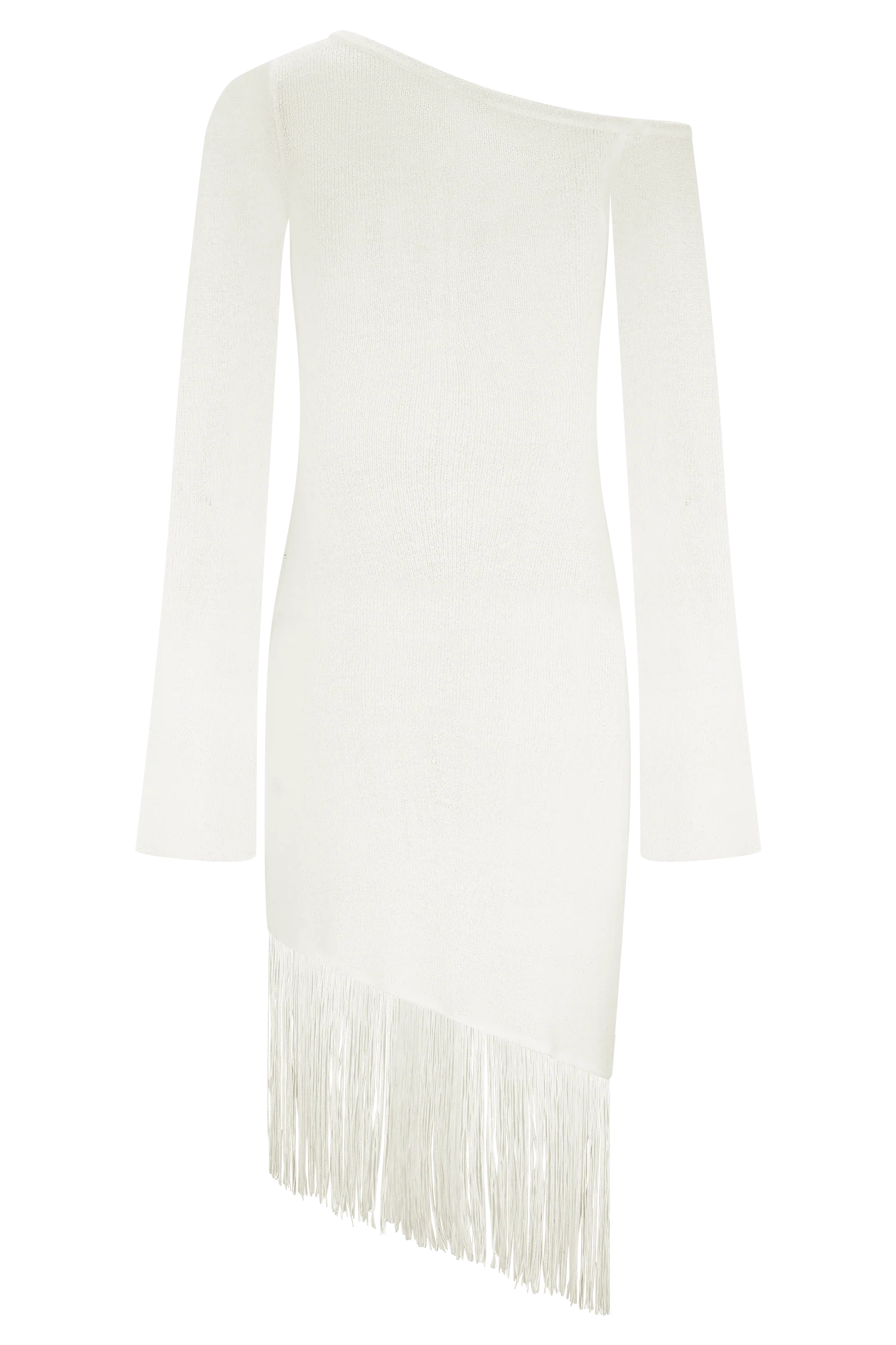 Kayden Fringe Off Shoulder Knit Mini Dress - Ivory