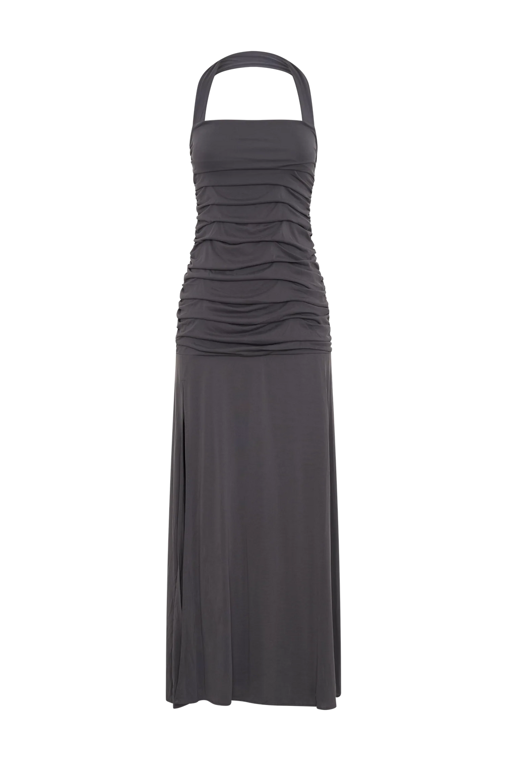 Bentley Peached Jersey Halter Maxi Dress - Charcoal
