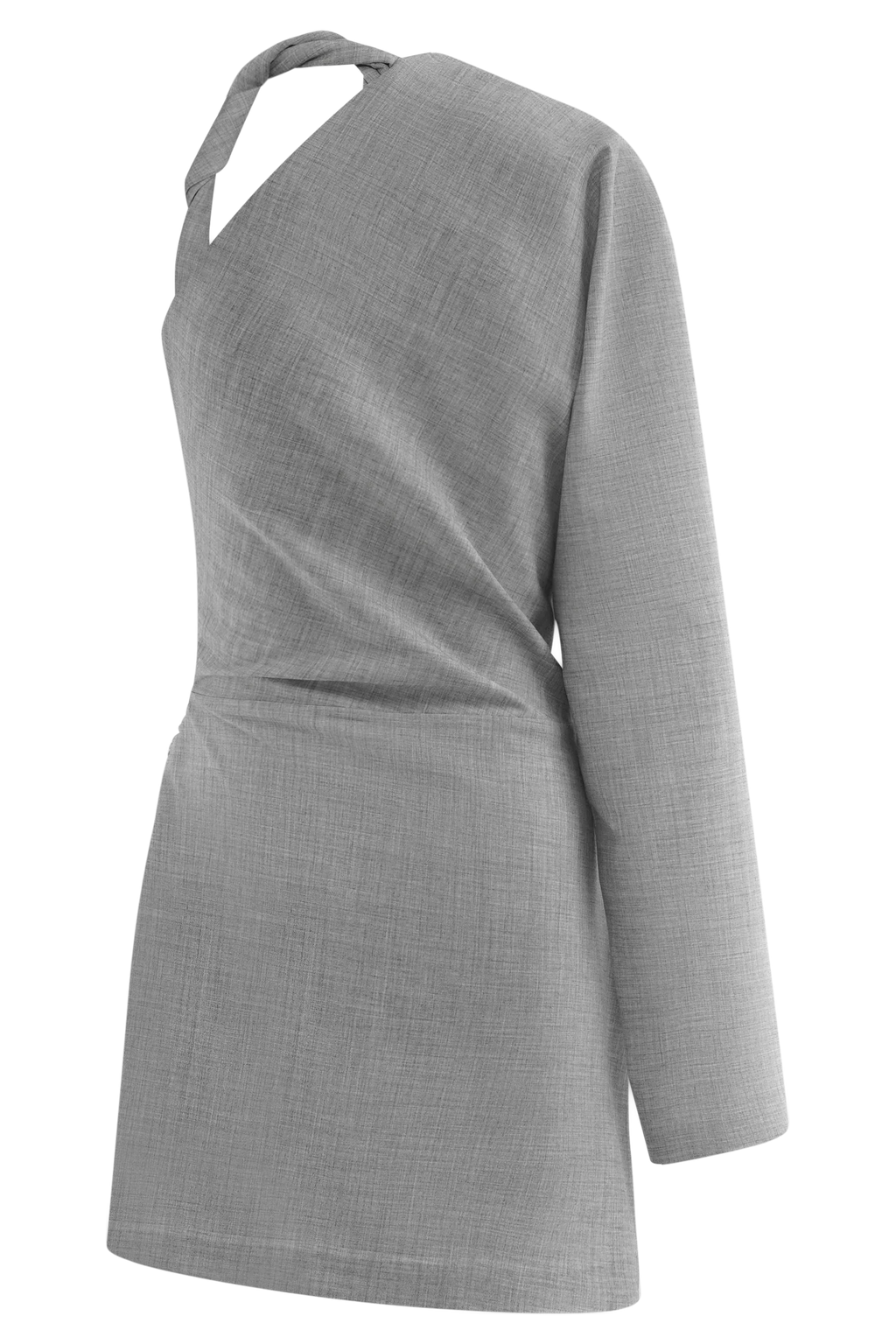 Dorian Twist Shoulder Mini Dress - Charcoal Marle
