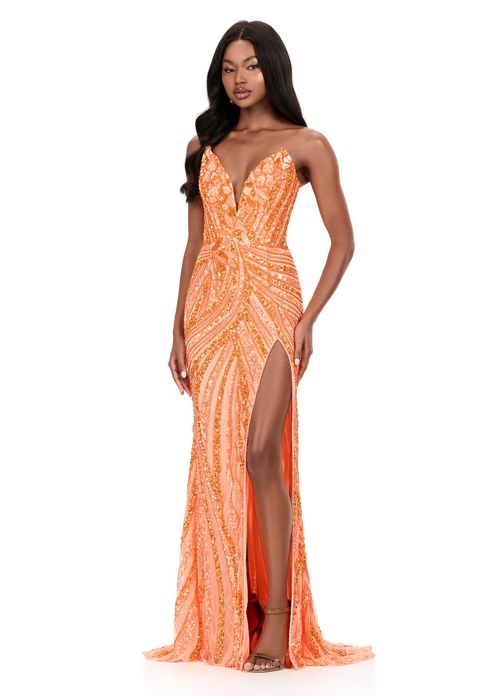 Ashley Lauren Style 12230 is a long prom dress designed for pageant and formal evening events. This elegant gown features Ashley Lauren's signature attention to fit and detail, creating a flattering silhouette that stands out on stage and in photos.