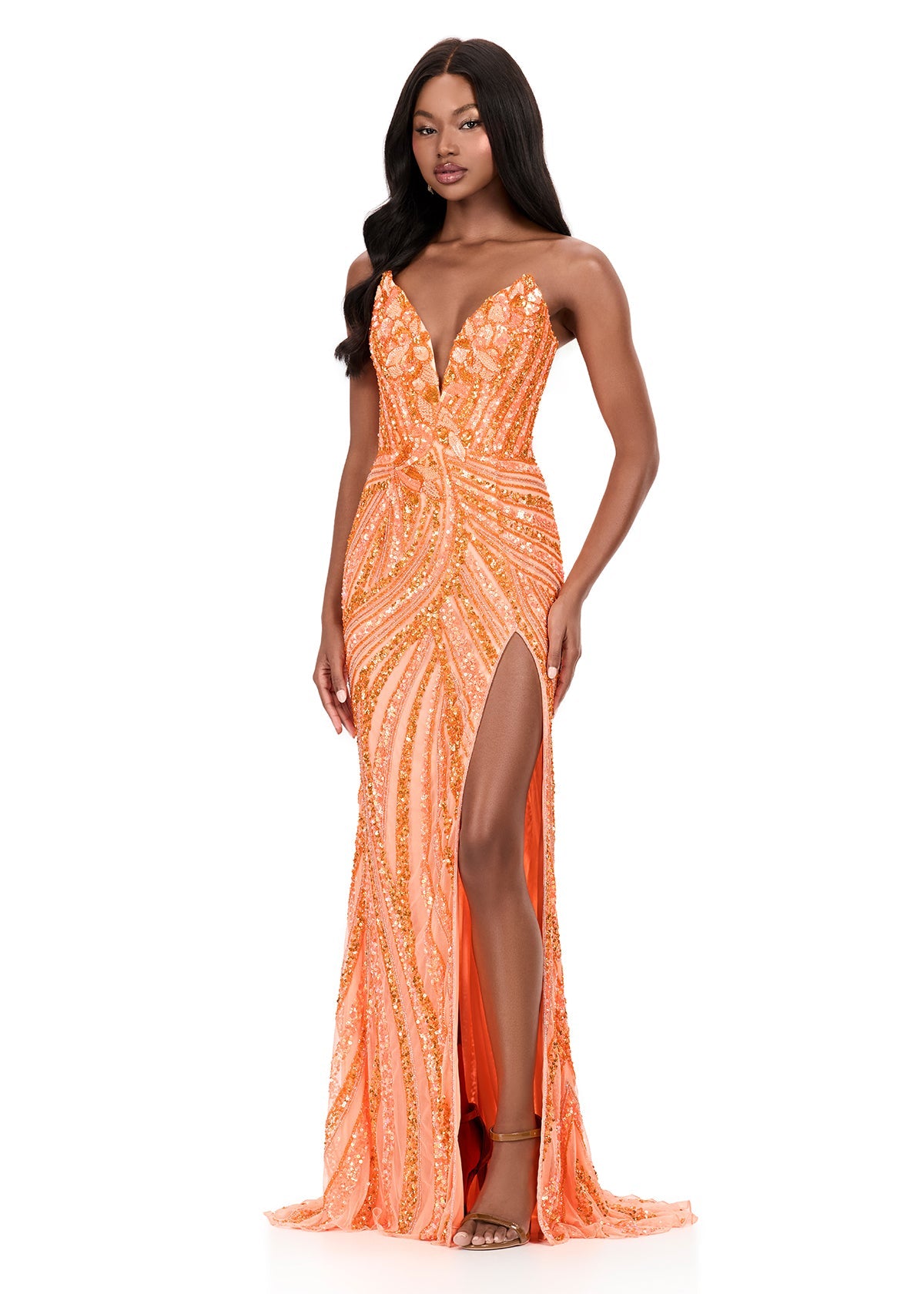 Ashley Lauren Style 12230 is a long prom dress designed for pageant and formal evening events. This elegant gown features Ashley Lauren's signature attention to fit and detail, creating a flattering silhouette that stands out on stage and in photos.