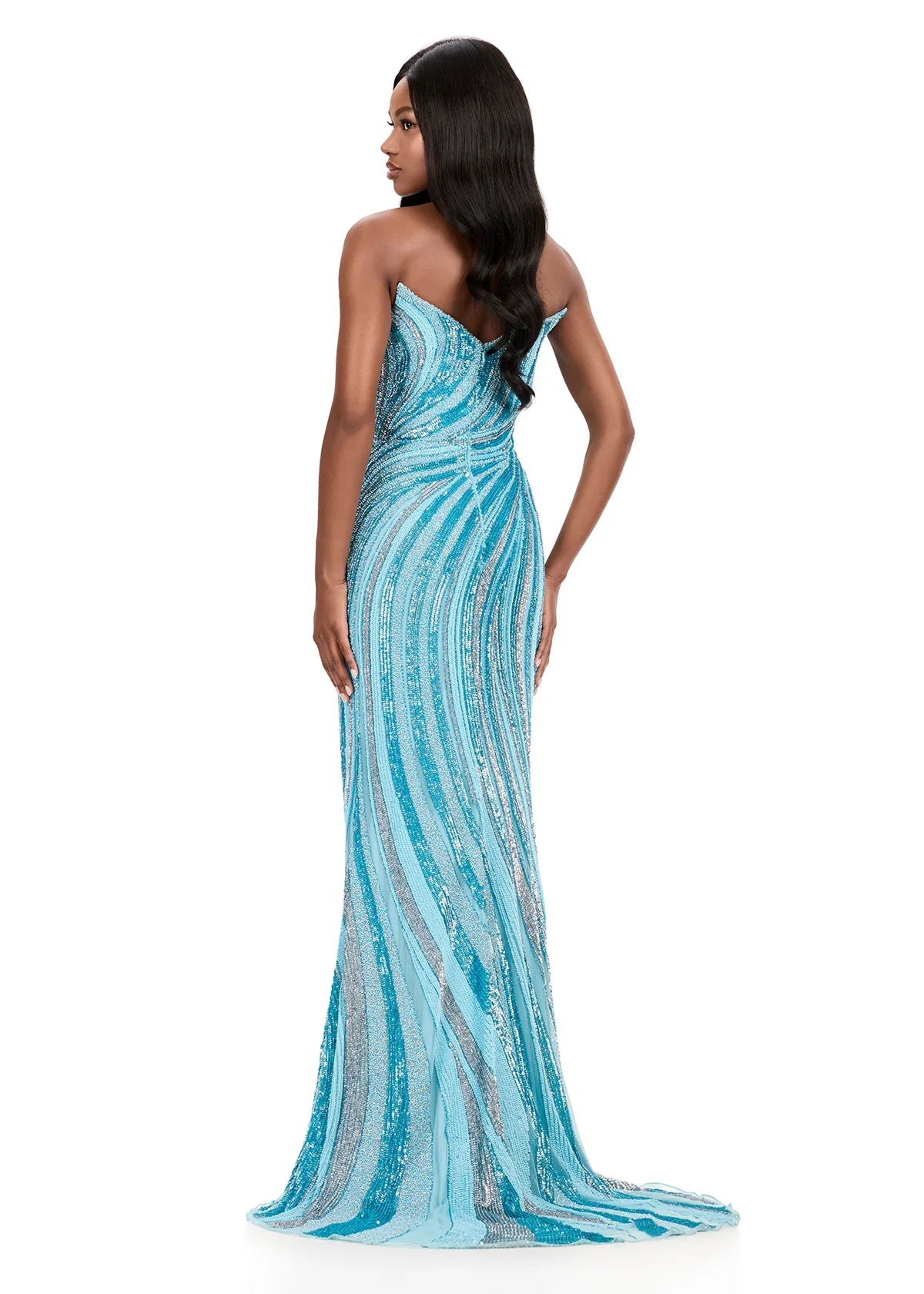 Ashley Lauren 12231 Beaded Sequin Prom Dress Pageant