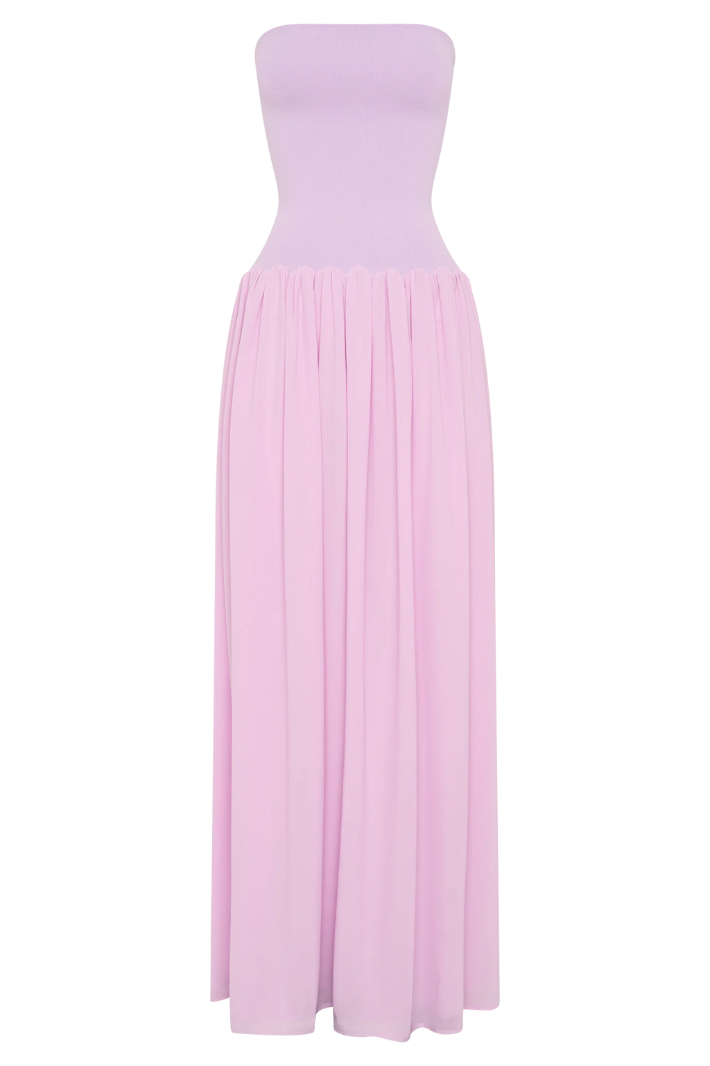 Lyanna Knit And Chiffon Strapless Maxi Dress - Lilac