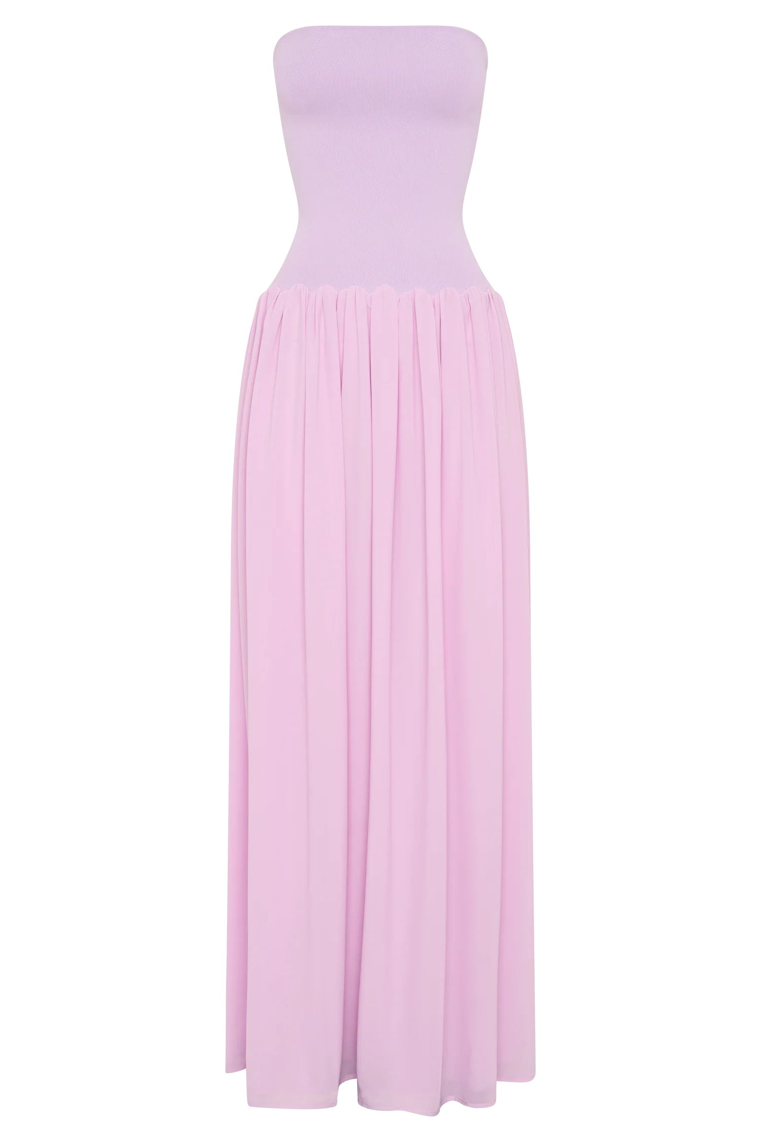 Lyanna Knit And Chiffon Strapless Maxi Dress - Lilac