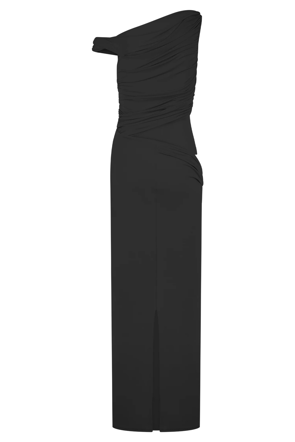 Callen One Shoulder Slinky Maxi Dress - Black