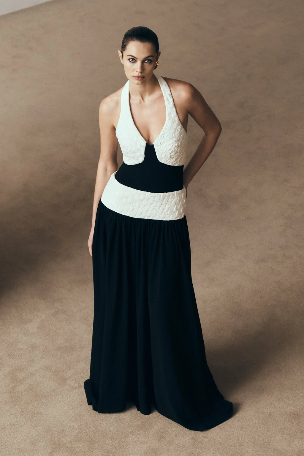 Celine Chiffon Maxi Dress - Black/White