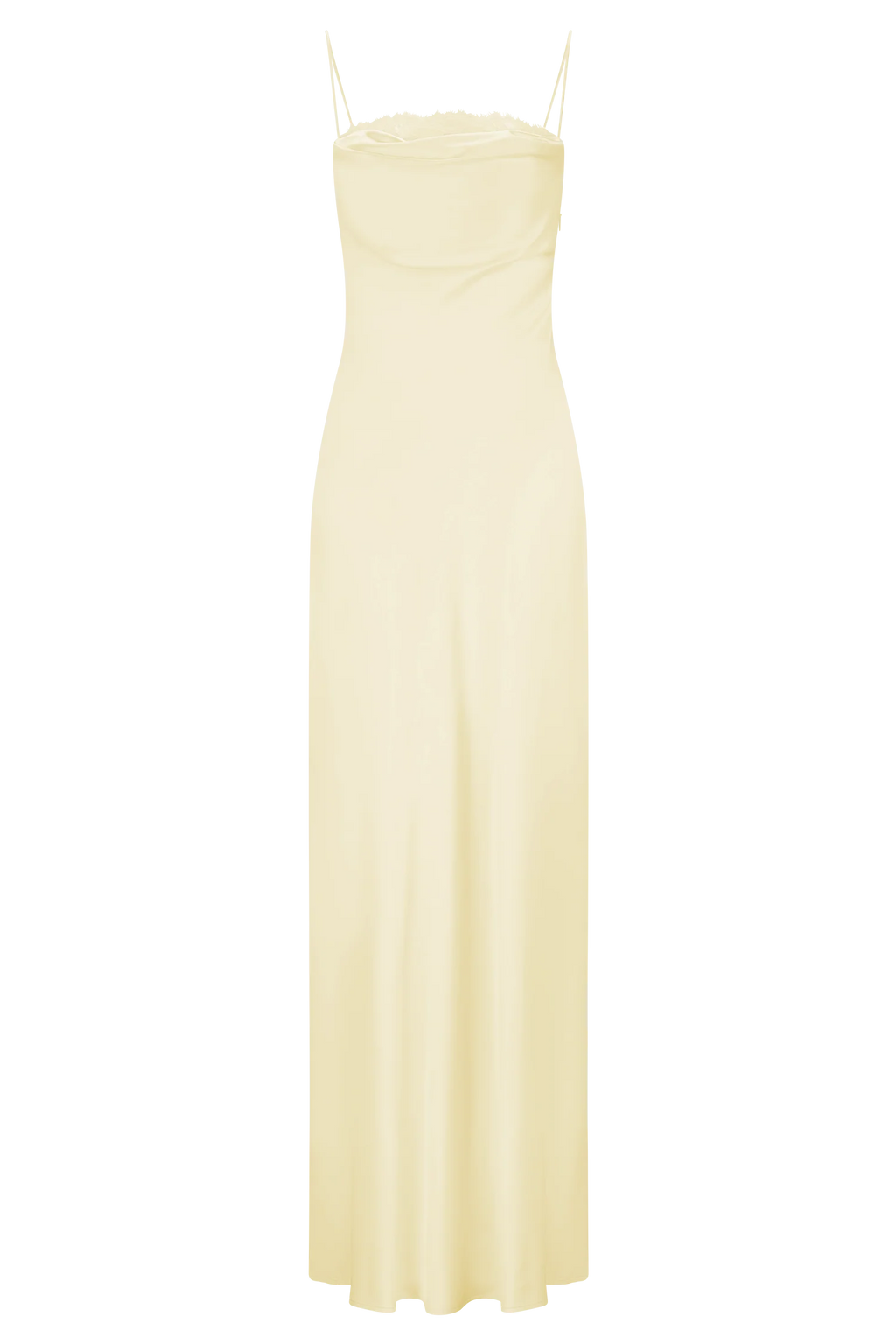 Isadora Lace & Satin Maxi Dress - Lemon