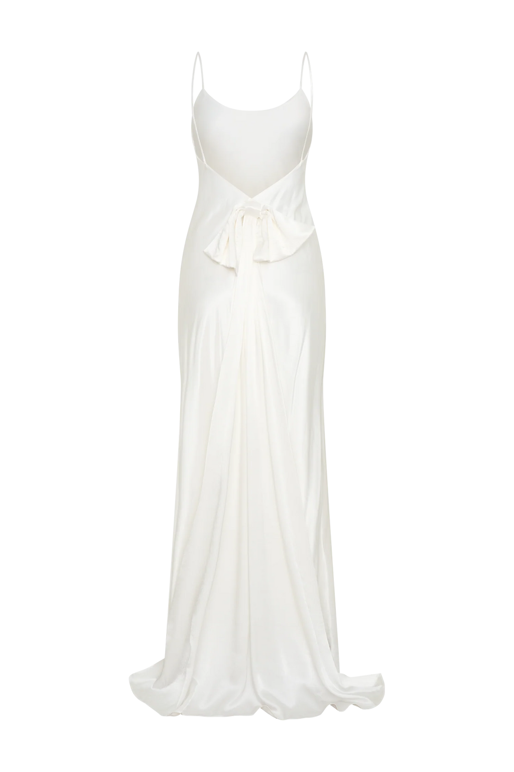 Kailey Low Back Maxi Dress With Bow Train - White