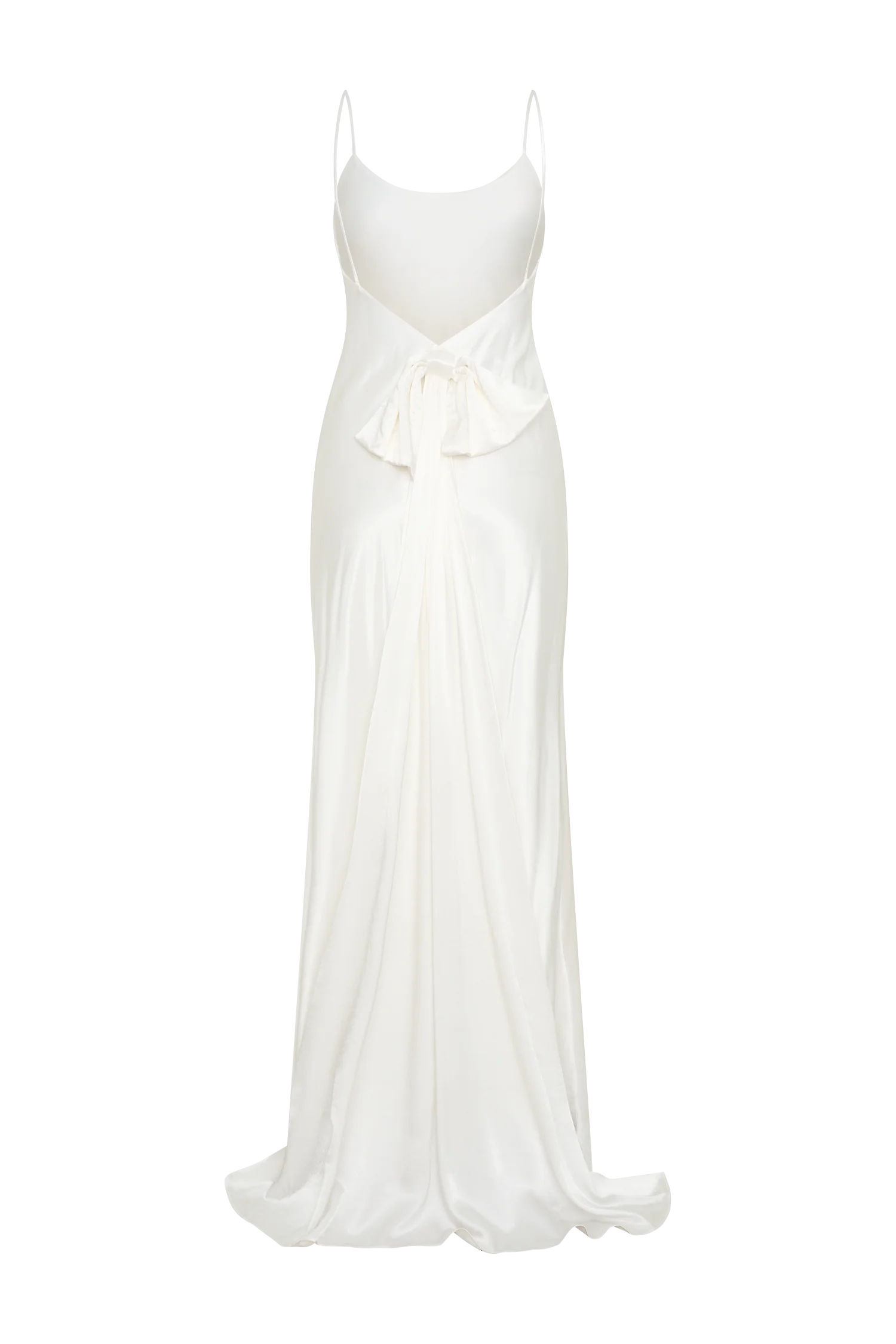 Kailey Low Back Maxi Dress With Bow Train - White