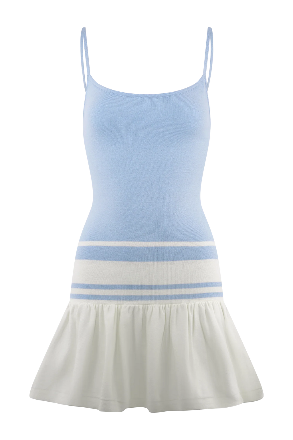 Ellison Contrast Knit Mini Dress - Blue/White