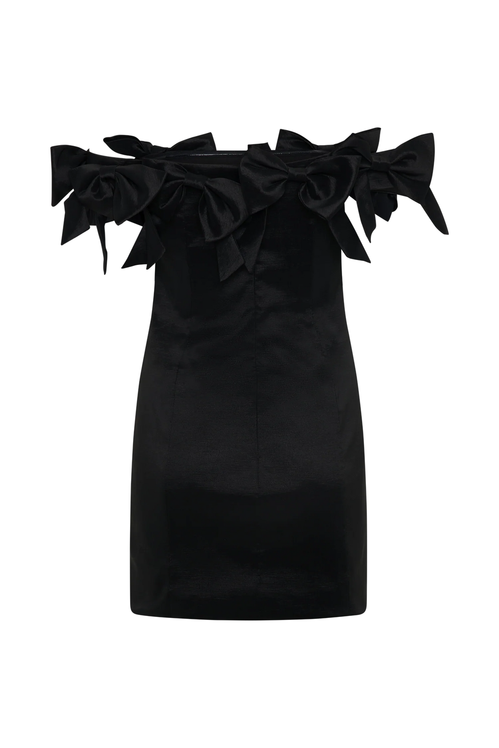 Rose Strapless Bow Mini Dress - Black