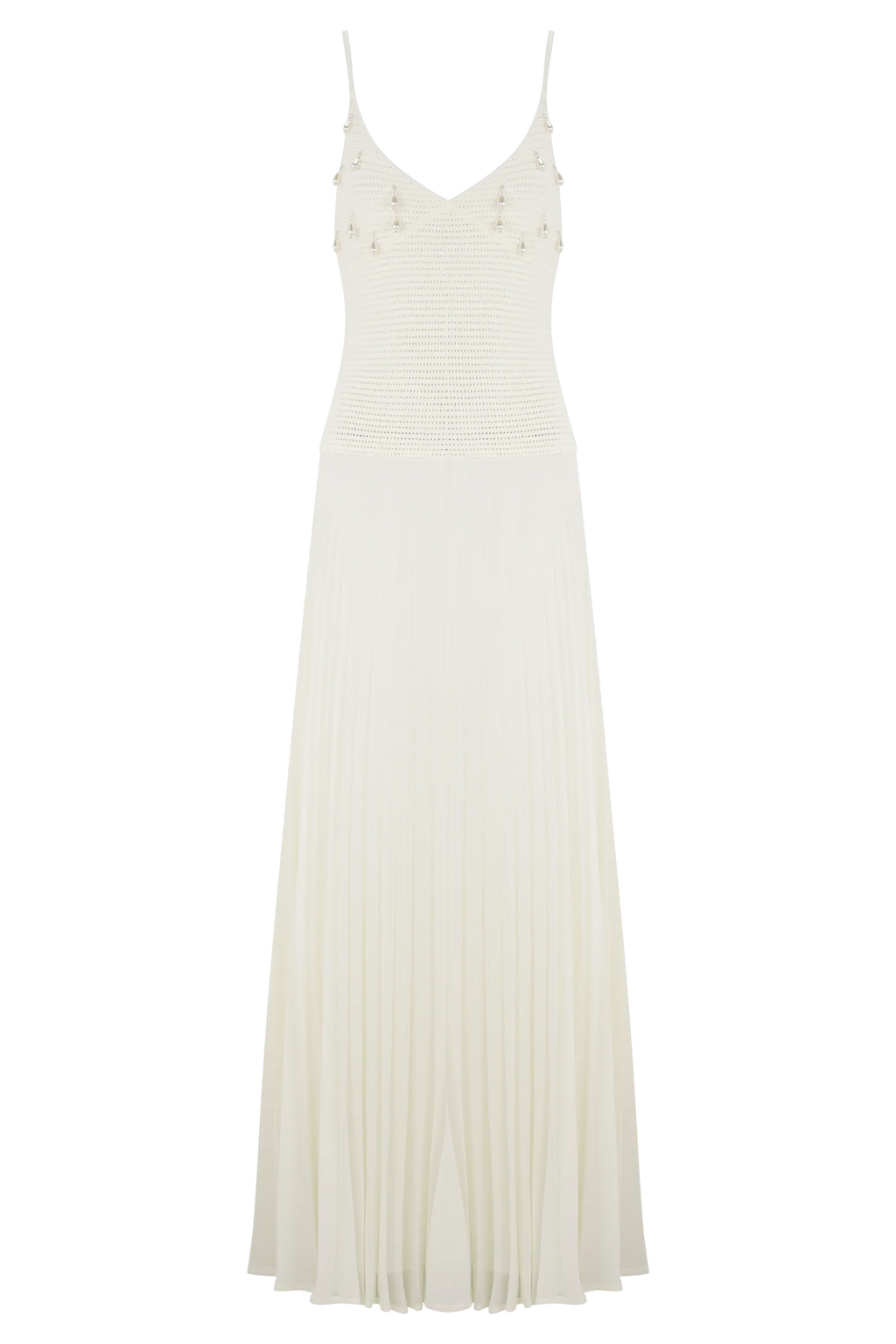 Catherine Crochet Pearl Maxi Dress - White