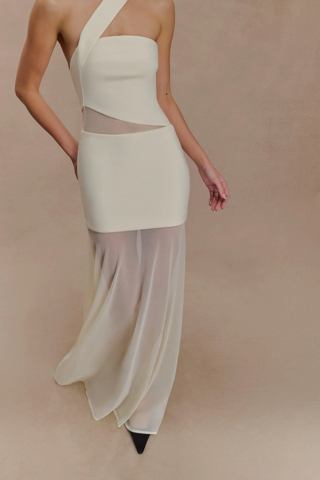 Vashti Cut Out Mesh Maxi Dress - Ivory