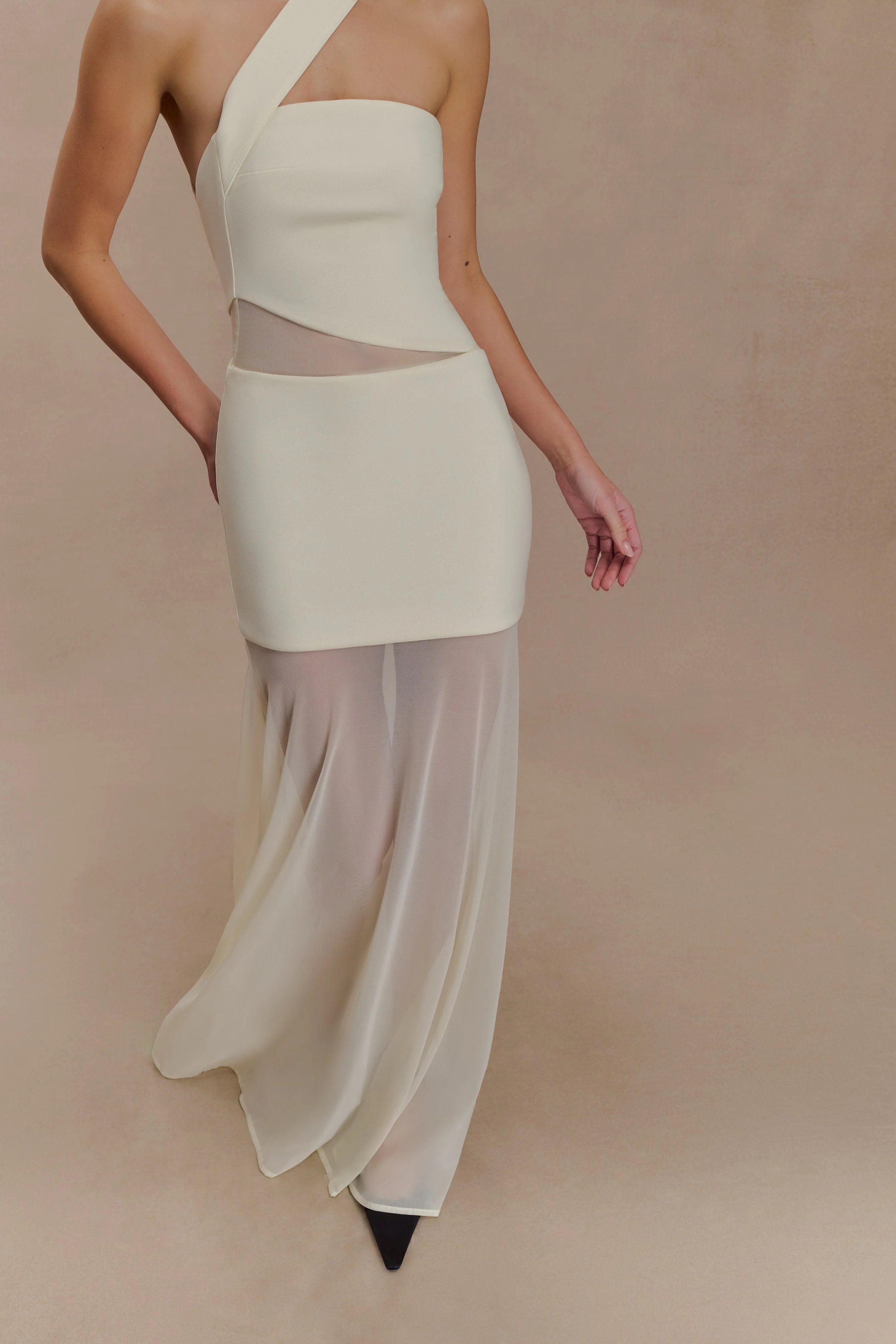 Vashti Cut Out Mesh Maxi Dress - Ivory