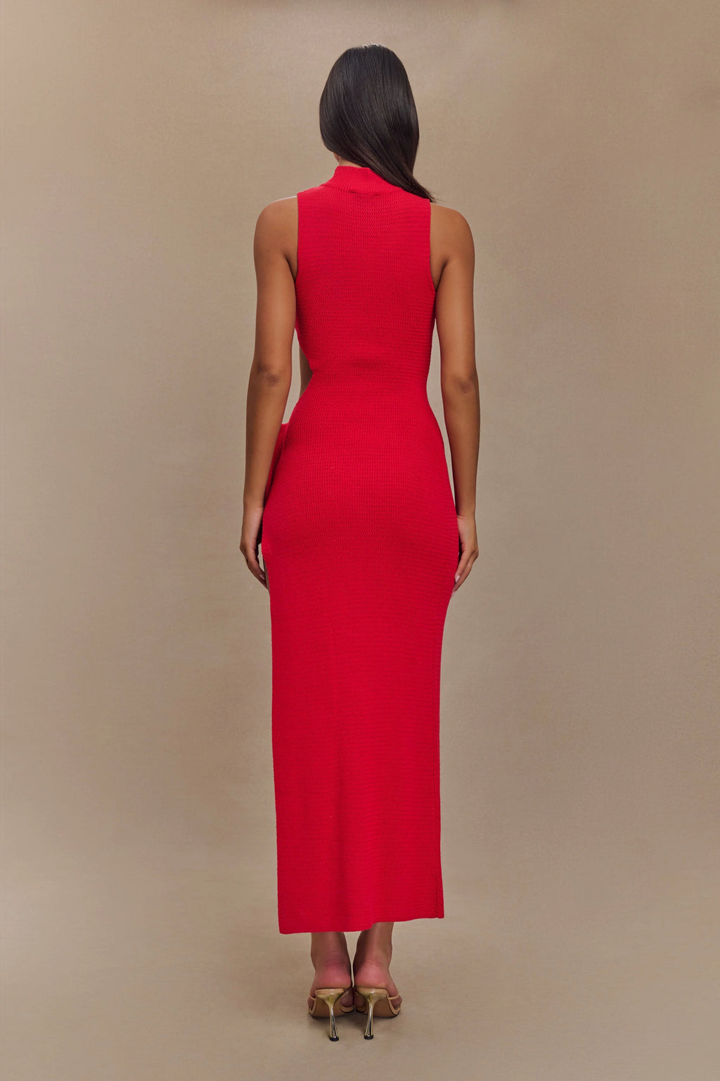 Stephanie Cut Out Knit Maxi Dress - Red
