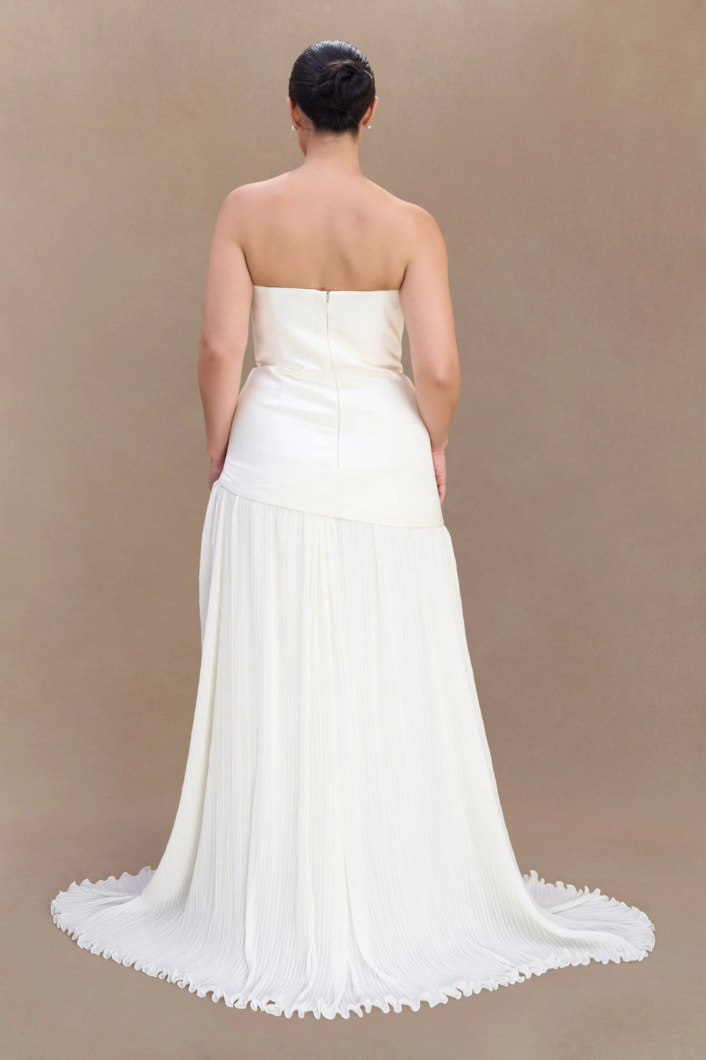 Juno Strapless Pleated Maxi Gown - White