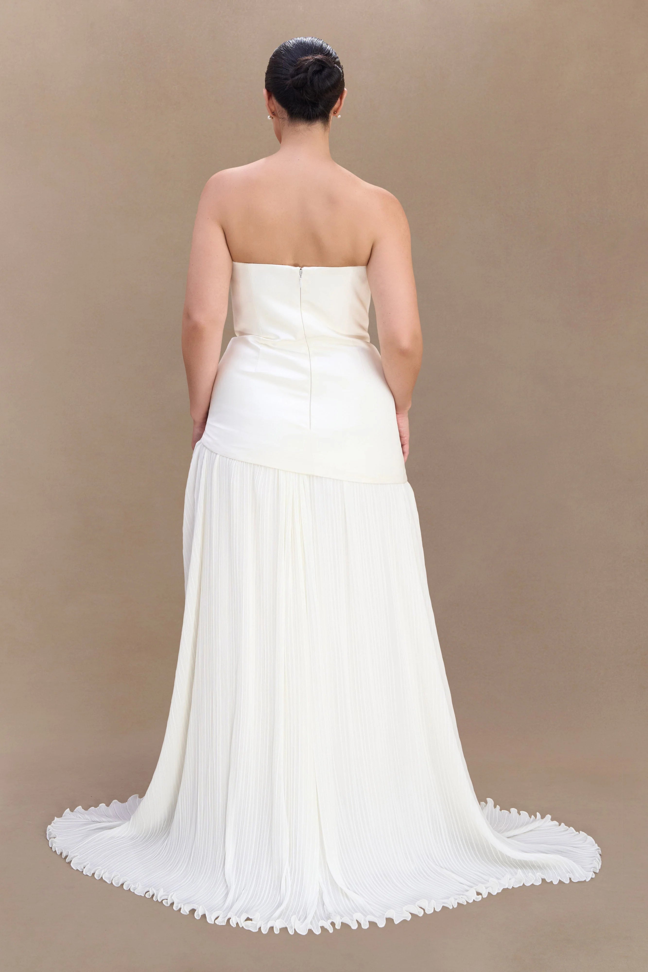 Juno Strapless Pleated Maxi Gown - White