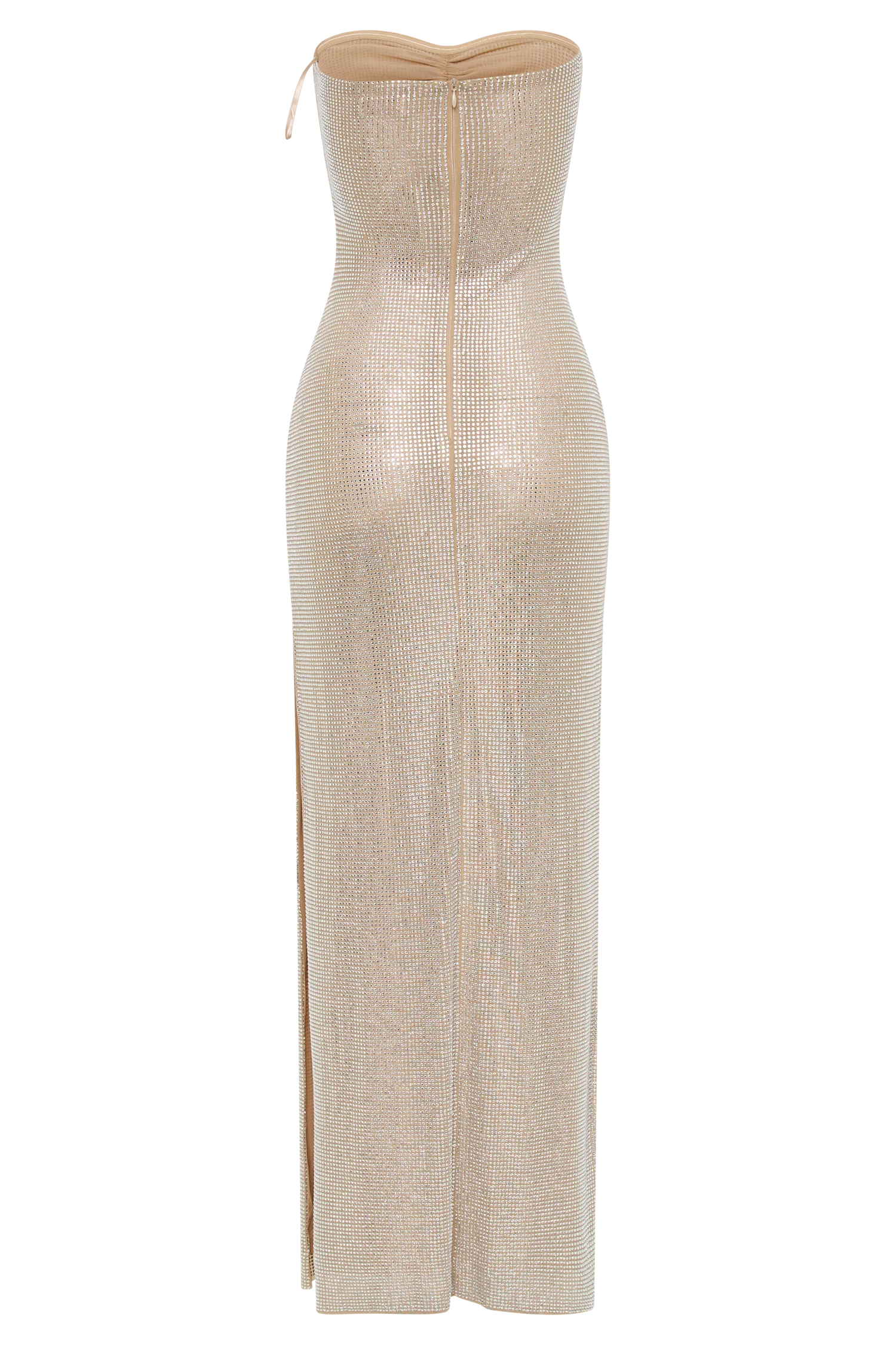 Stassie Strapless Rose Diamante Maxi Dress - Nude