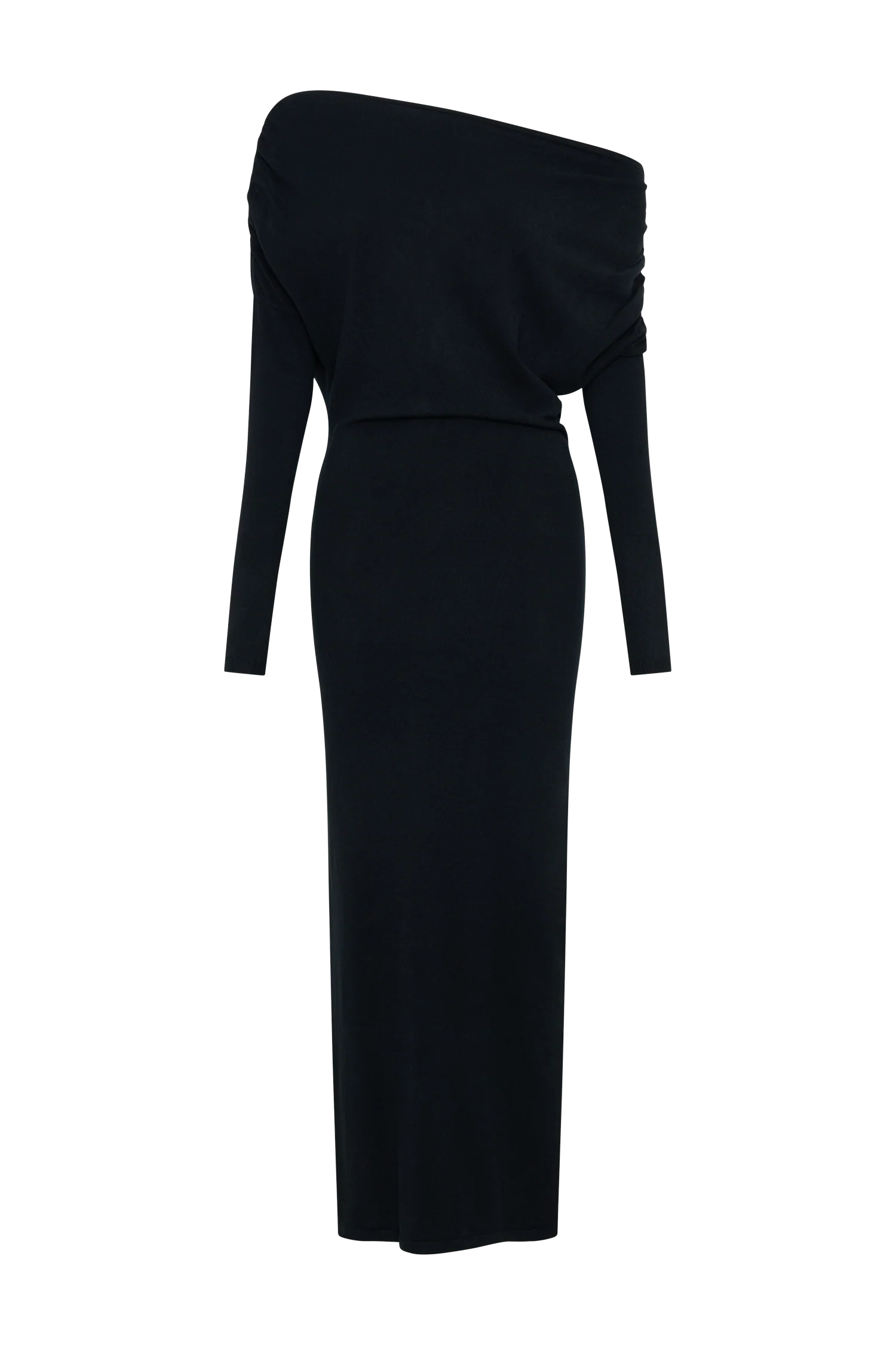 Jessie Cowl Neck Knit Midi Dress - Black