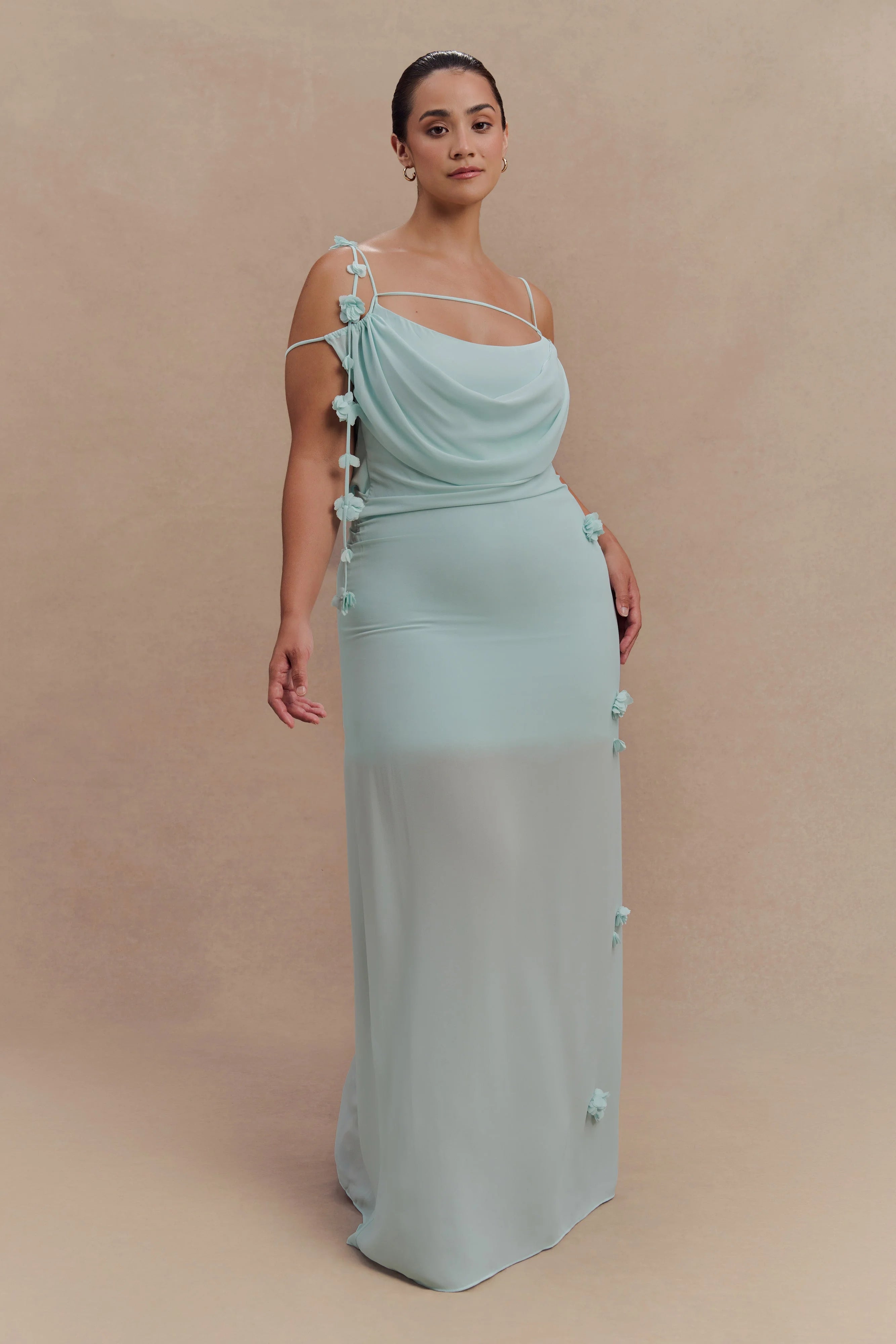 Rosalie Floral Chiffon Maxi Dress - Lagoon