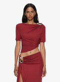 Orica Crystal Ruched Jersey Tee - Christopher Esber