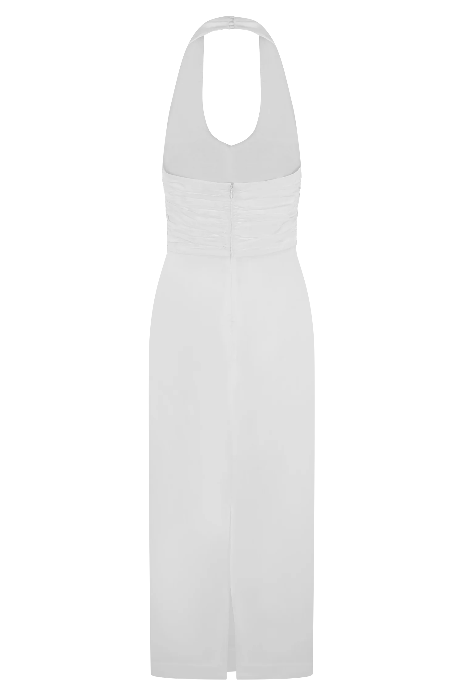 Daniela Ruched Halter Midi Dress - White