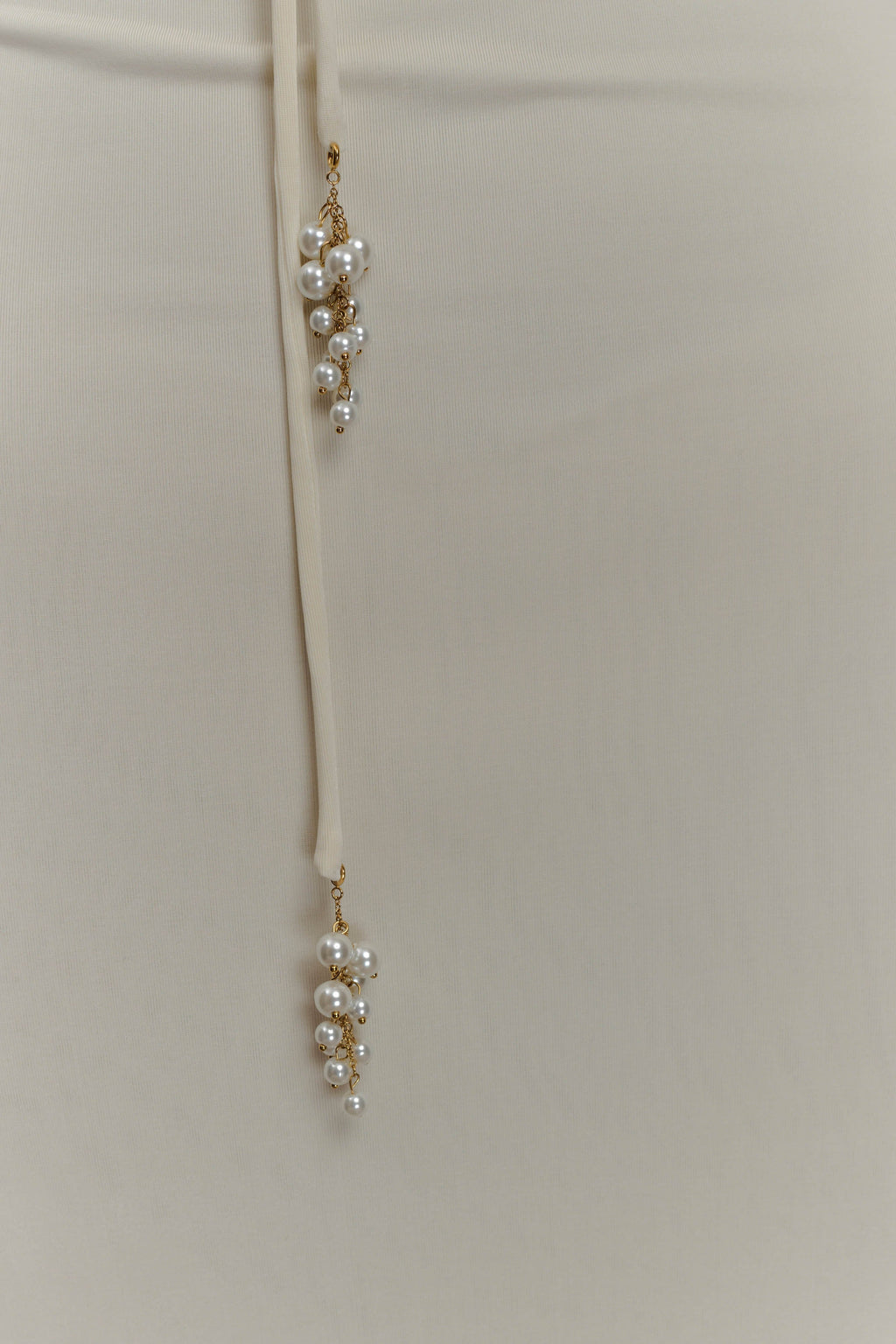 Beryl Slinky Maxi Dress With Pearls - Ivory