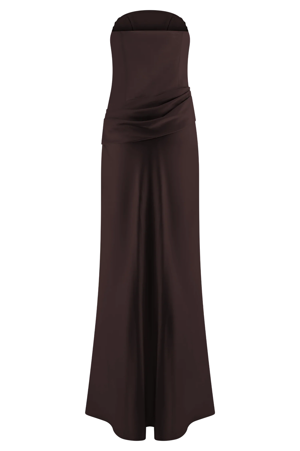 Jasmine Strapless Satin Maxi Dress - Dark Chocolate