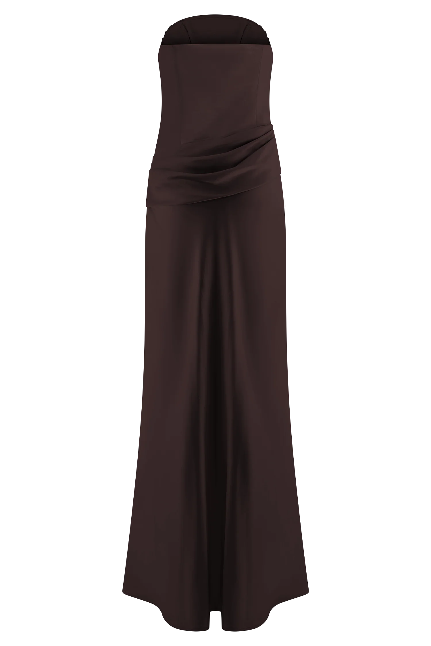 Jasmine Strapless Satin Maxi Dress - Dark Chocolate