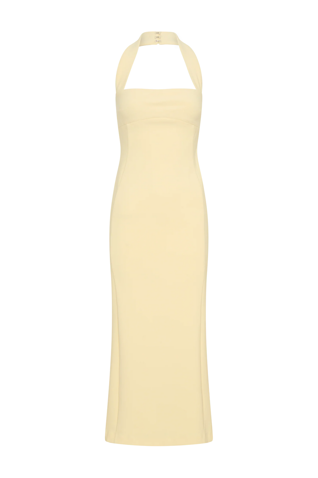 Amelita Suiting Halter Midi Dress - Pale Lemon