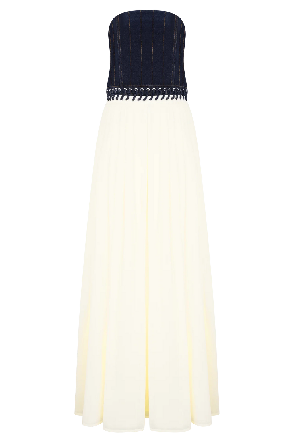 Suella Chiffon Denim Maxi Dress - Indigo Blue
