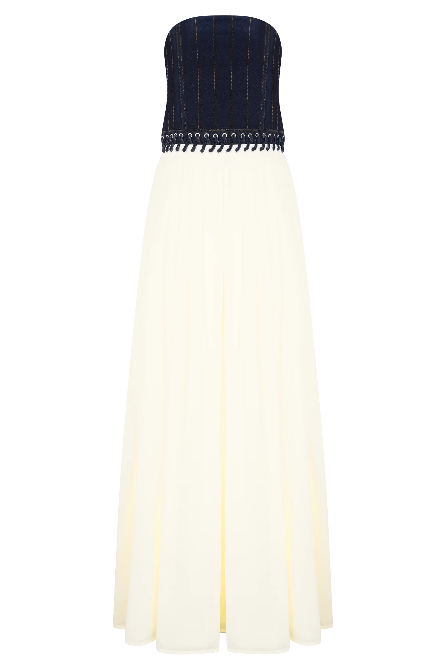 Suella Chiffon Denim Maxi Dress - Indigo Blue
