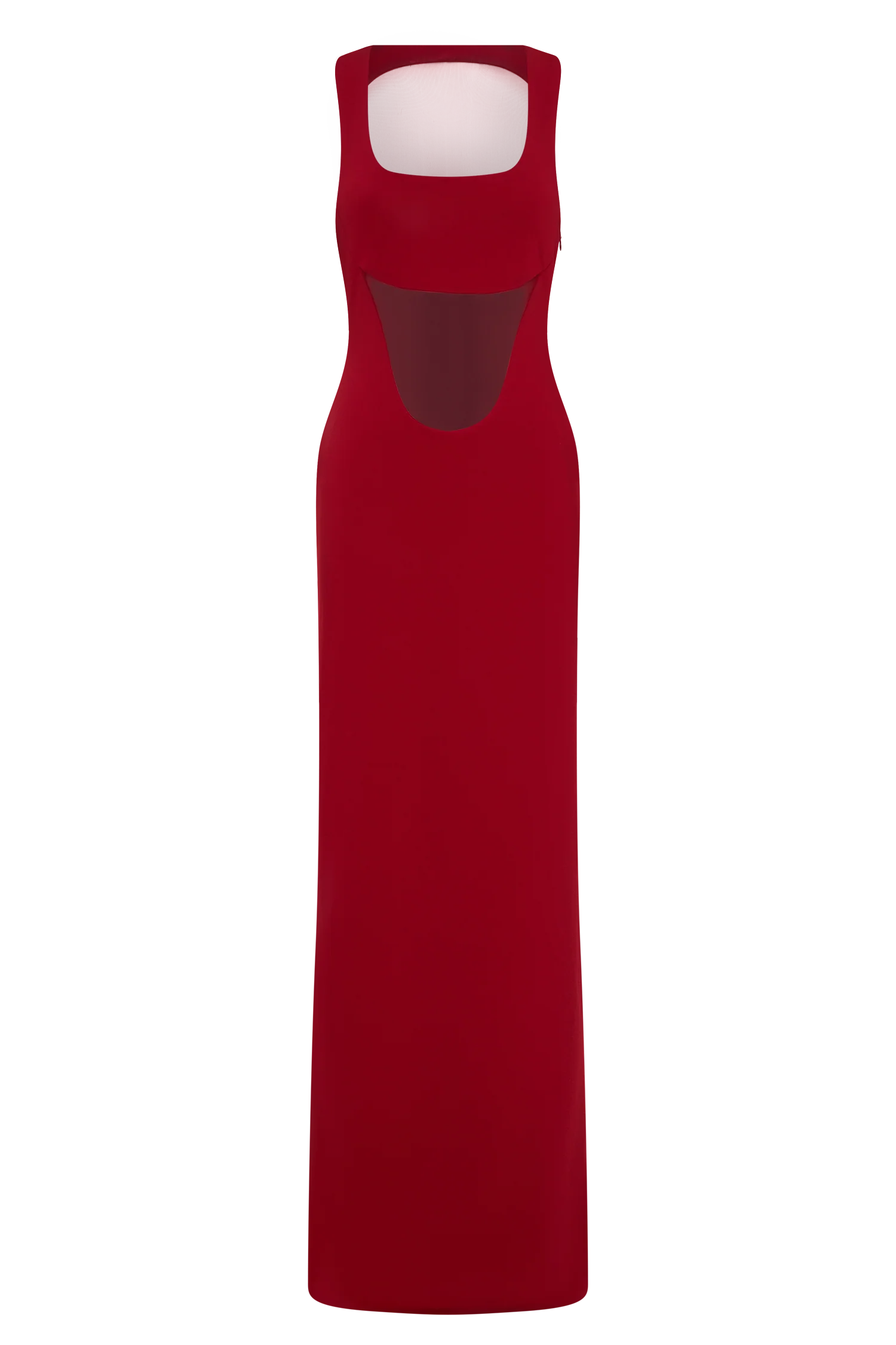 Marlon Crepe And Mesh Maxi Dress - Cherry Red