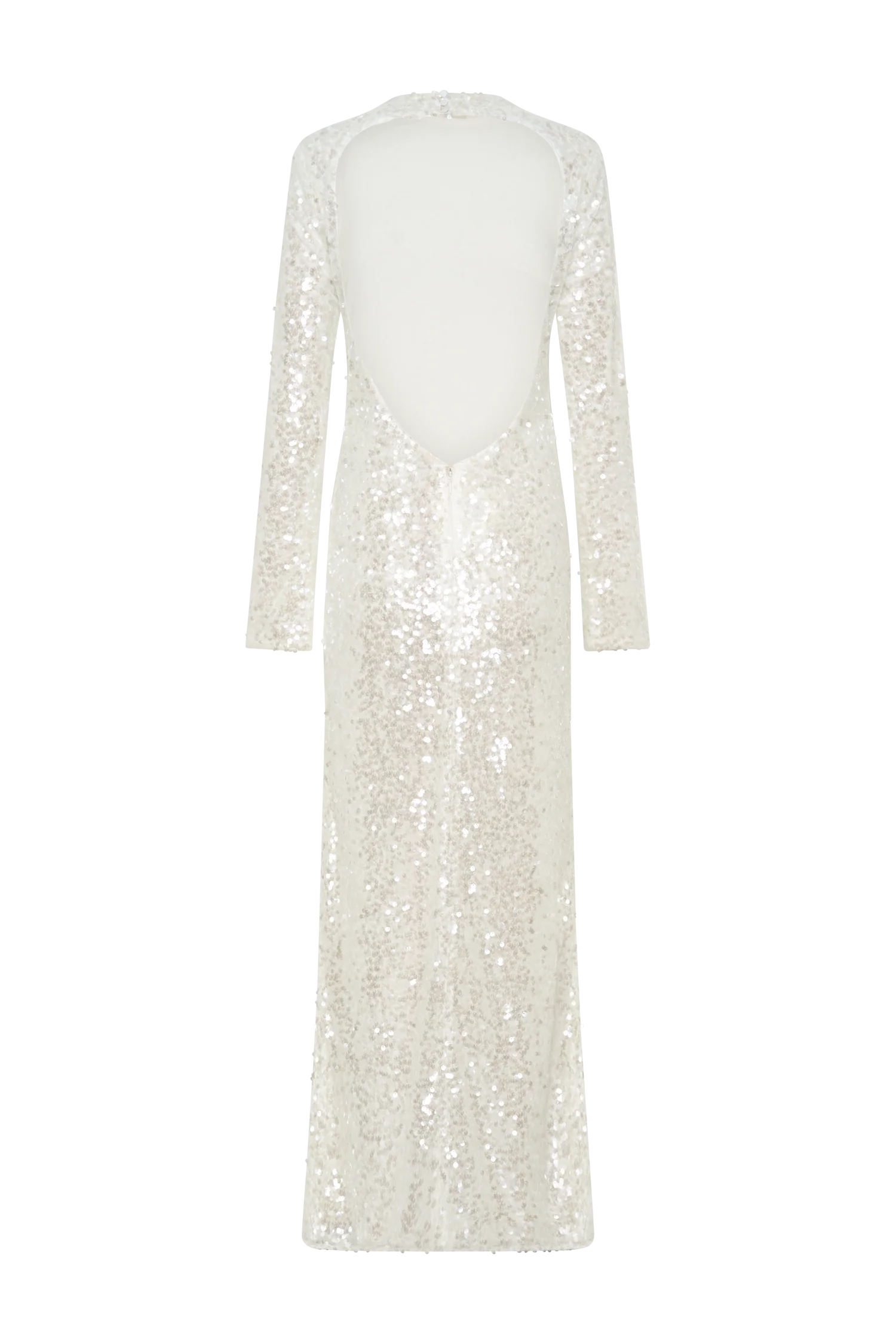 Sofia Long Sleeve Sequin Maxi Dress - White