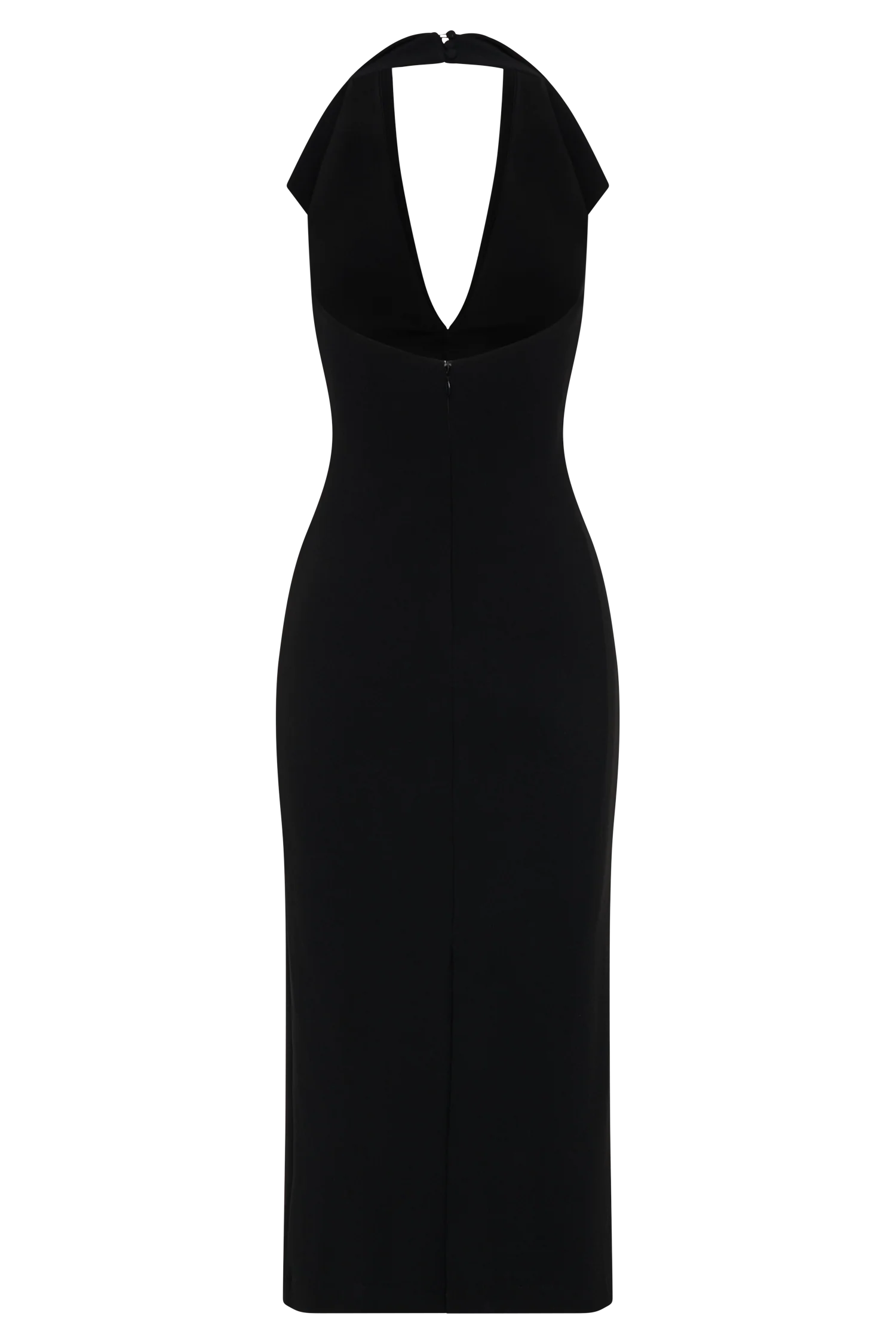 Annita Crepe Halter Midi Dress - Black