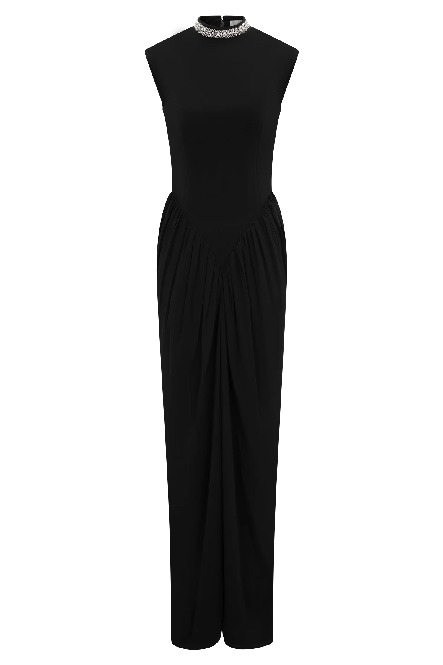 Elisa Diamante Neck Maxi Dress - Black