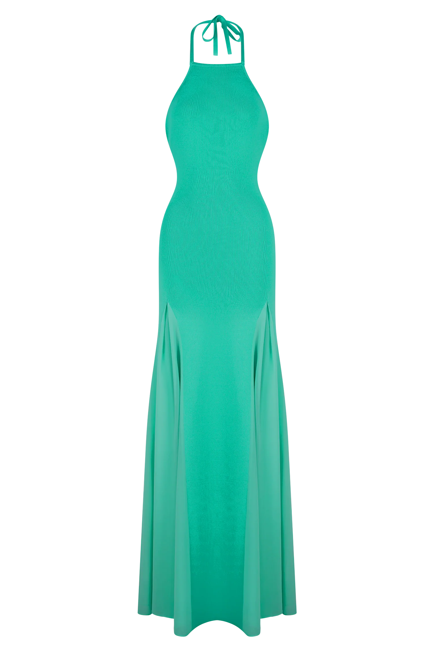Soleil Knit And Mesh Halter Maxi Dress - Lagoon